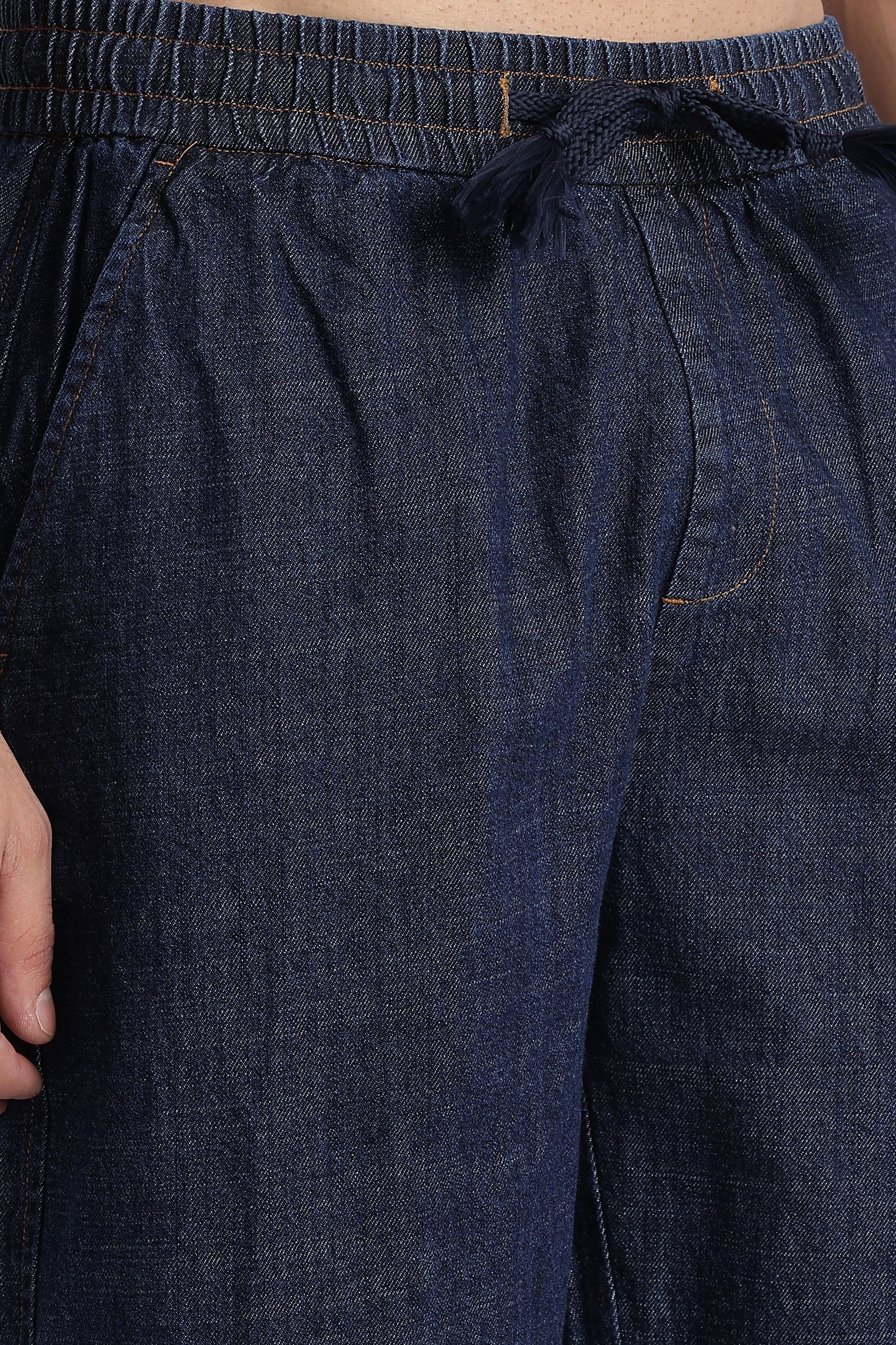 Men Indigo Drawstring Denim Pant