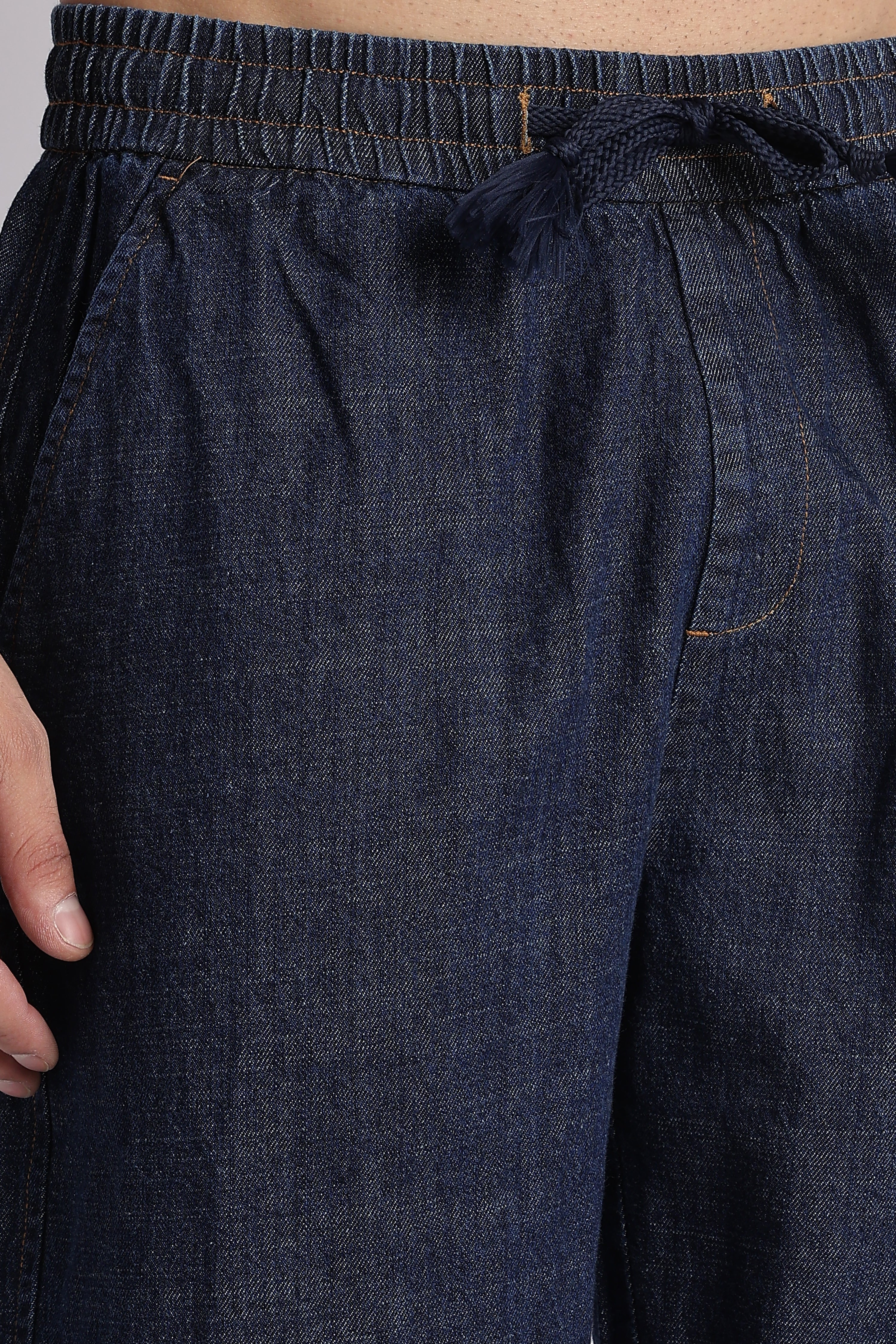 Men Indigo Drawstring Denim Pant