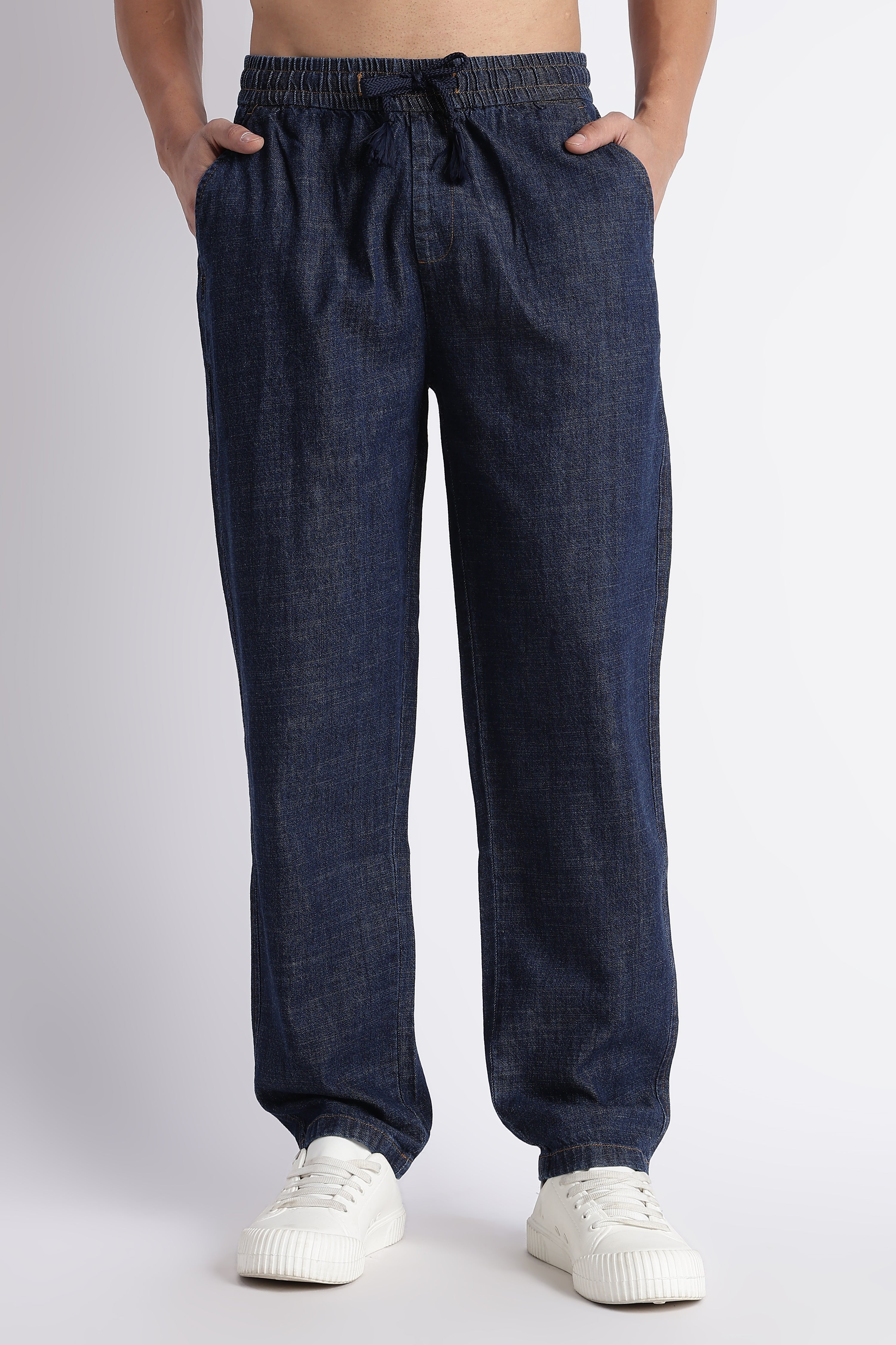 Men Indigo Drawstring Denim Pant