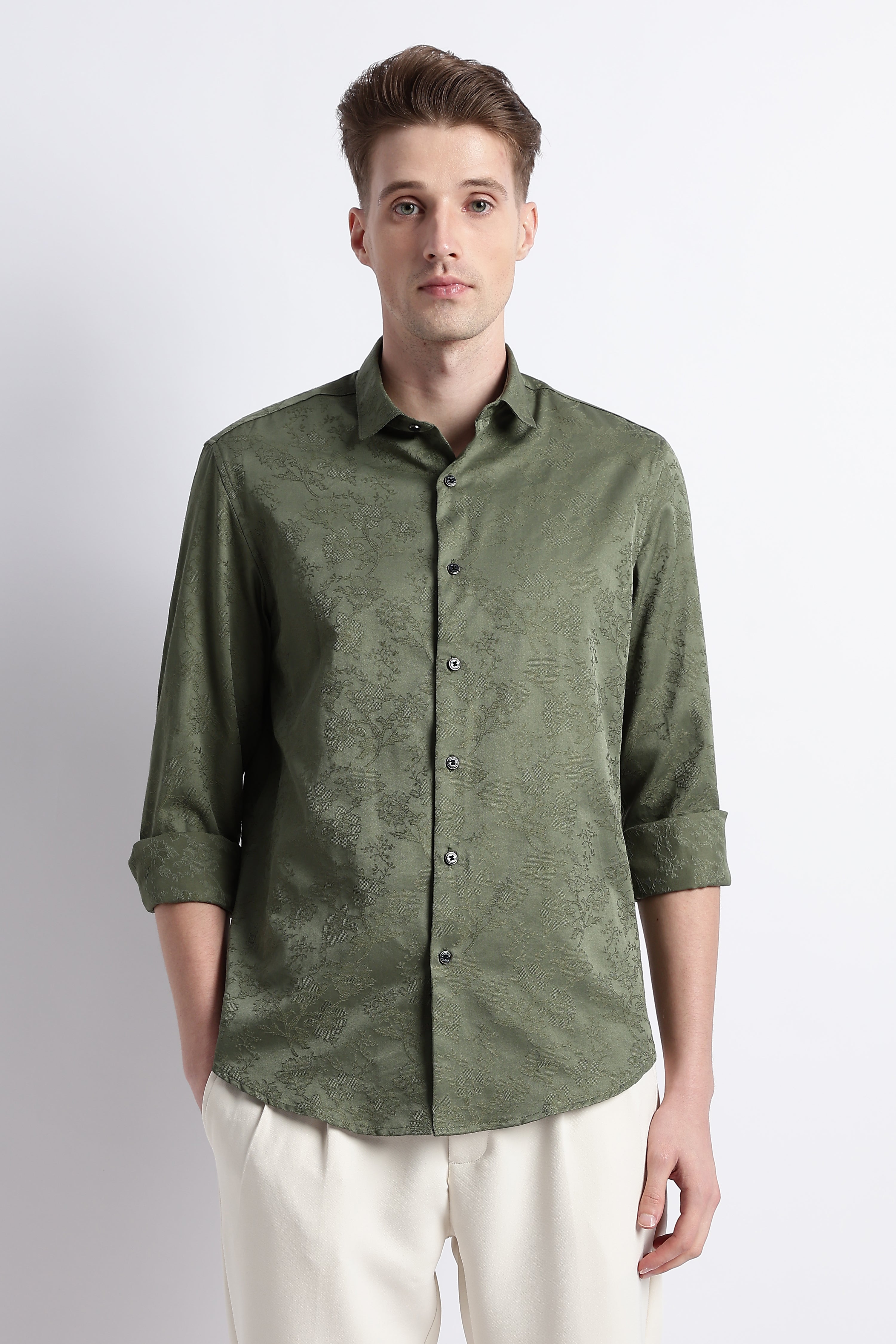 Men Textured Jacquard Shirt