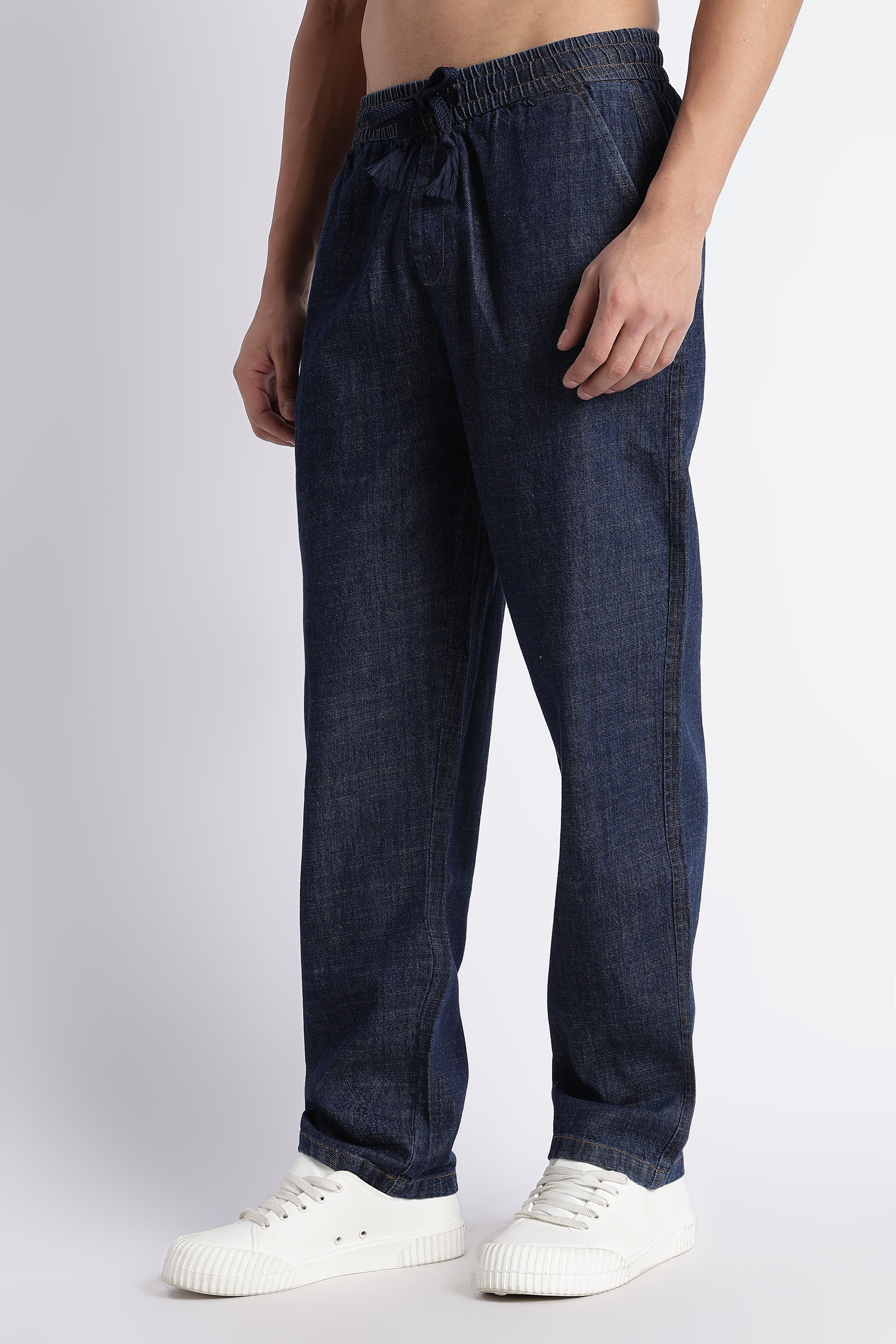 Men Indigo Drawstring Denim Pant