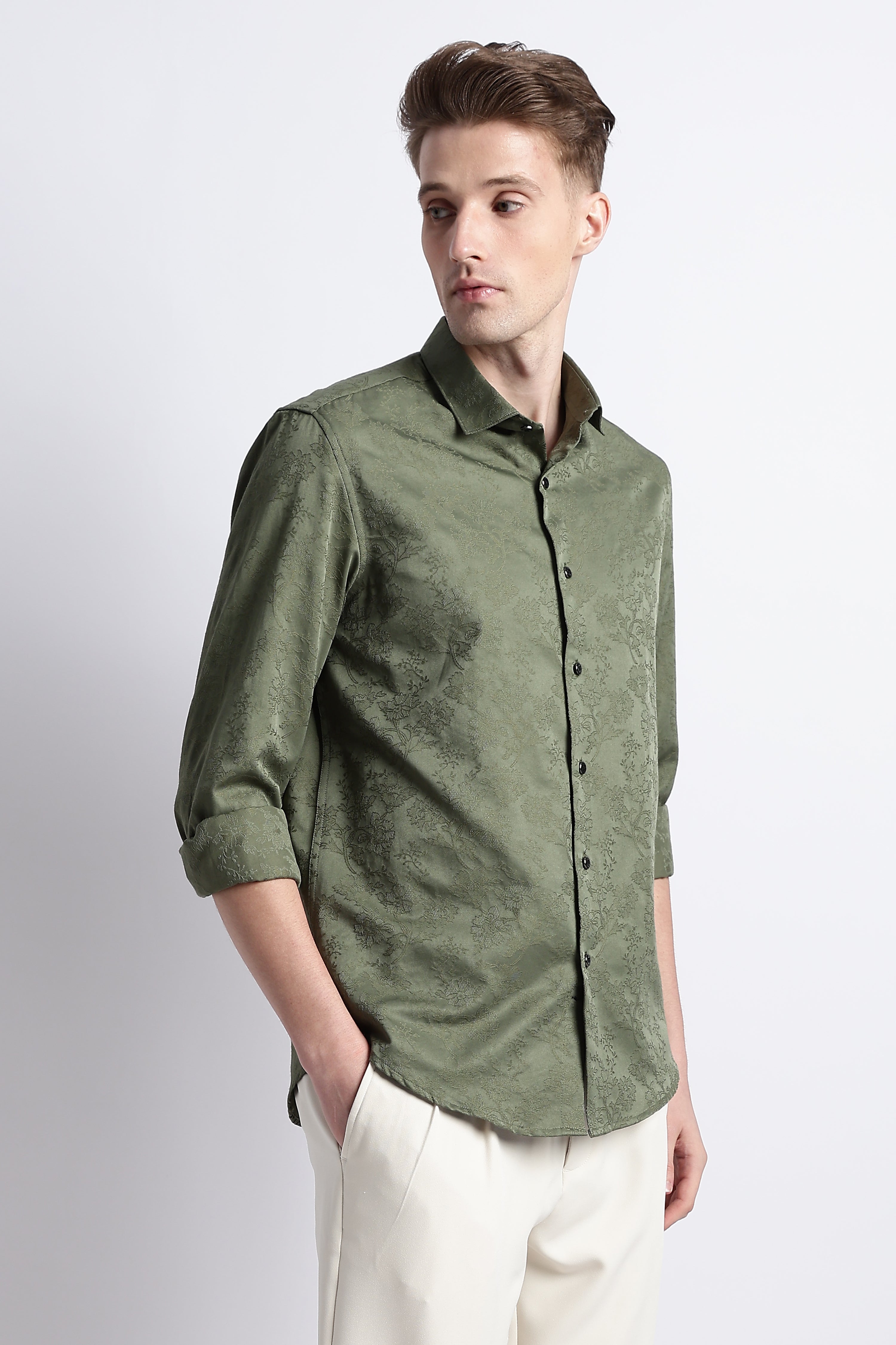 Men Textured Jacquard Shirt