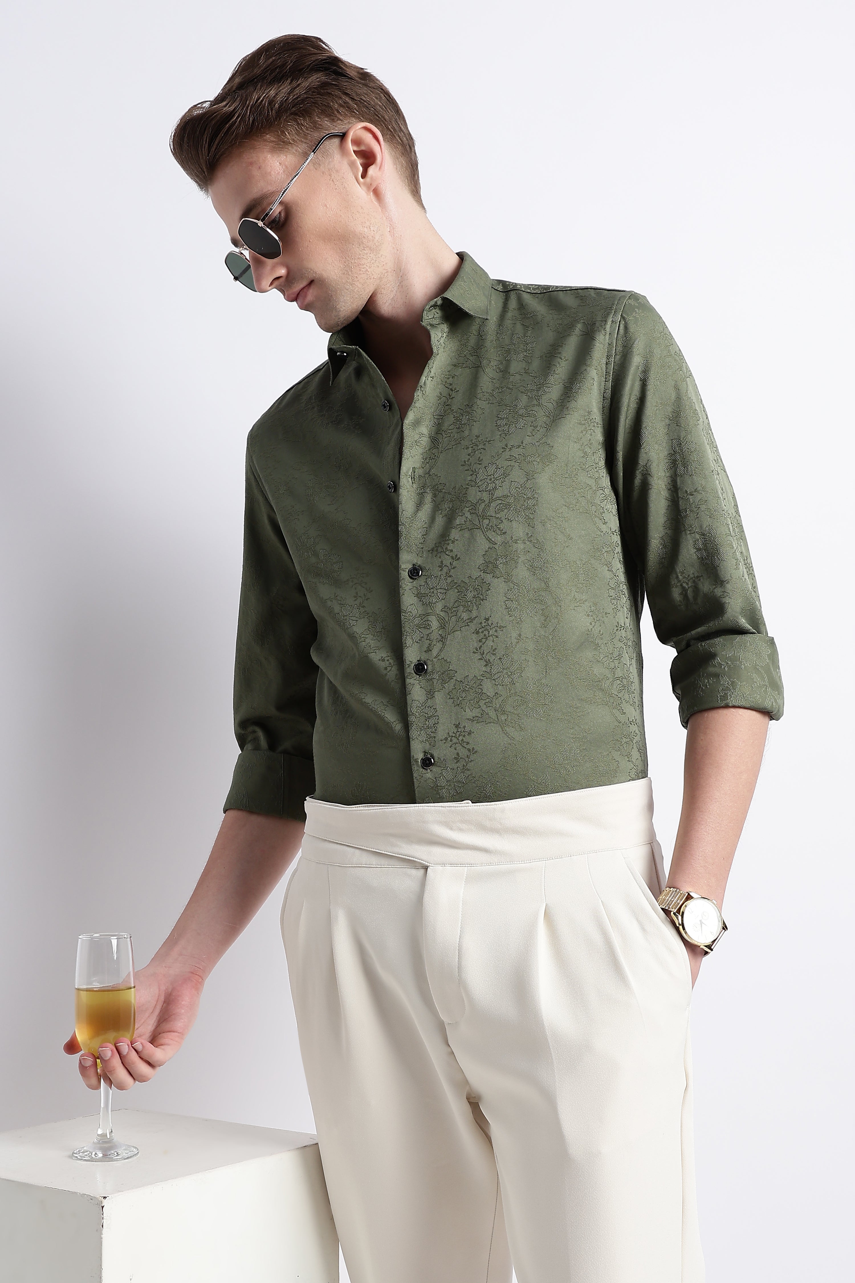 Men Textured Jacquard Shirt