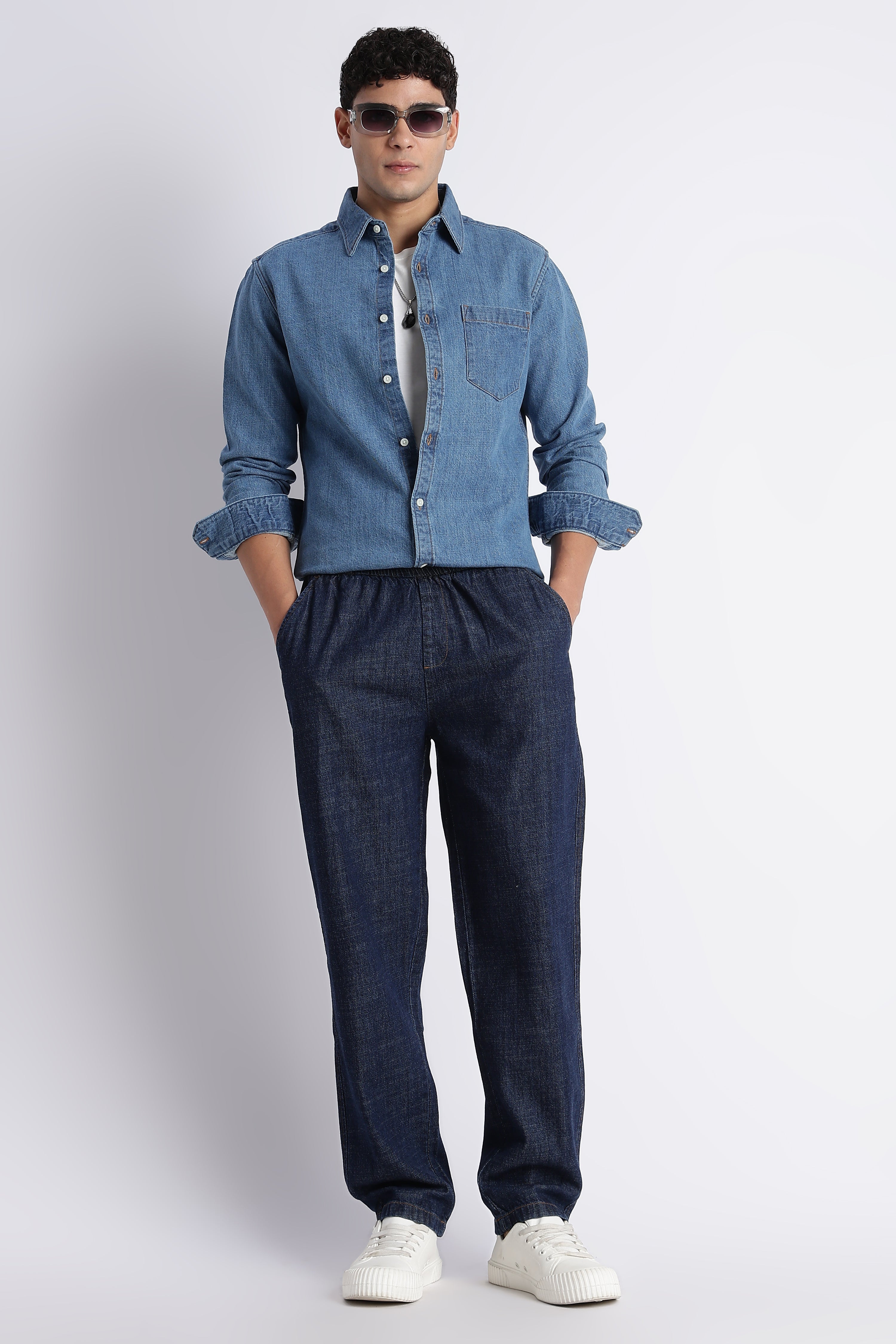 Men Mid Blue Denim Shirt