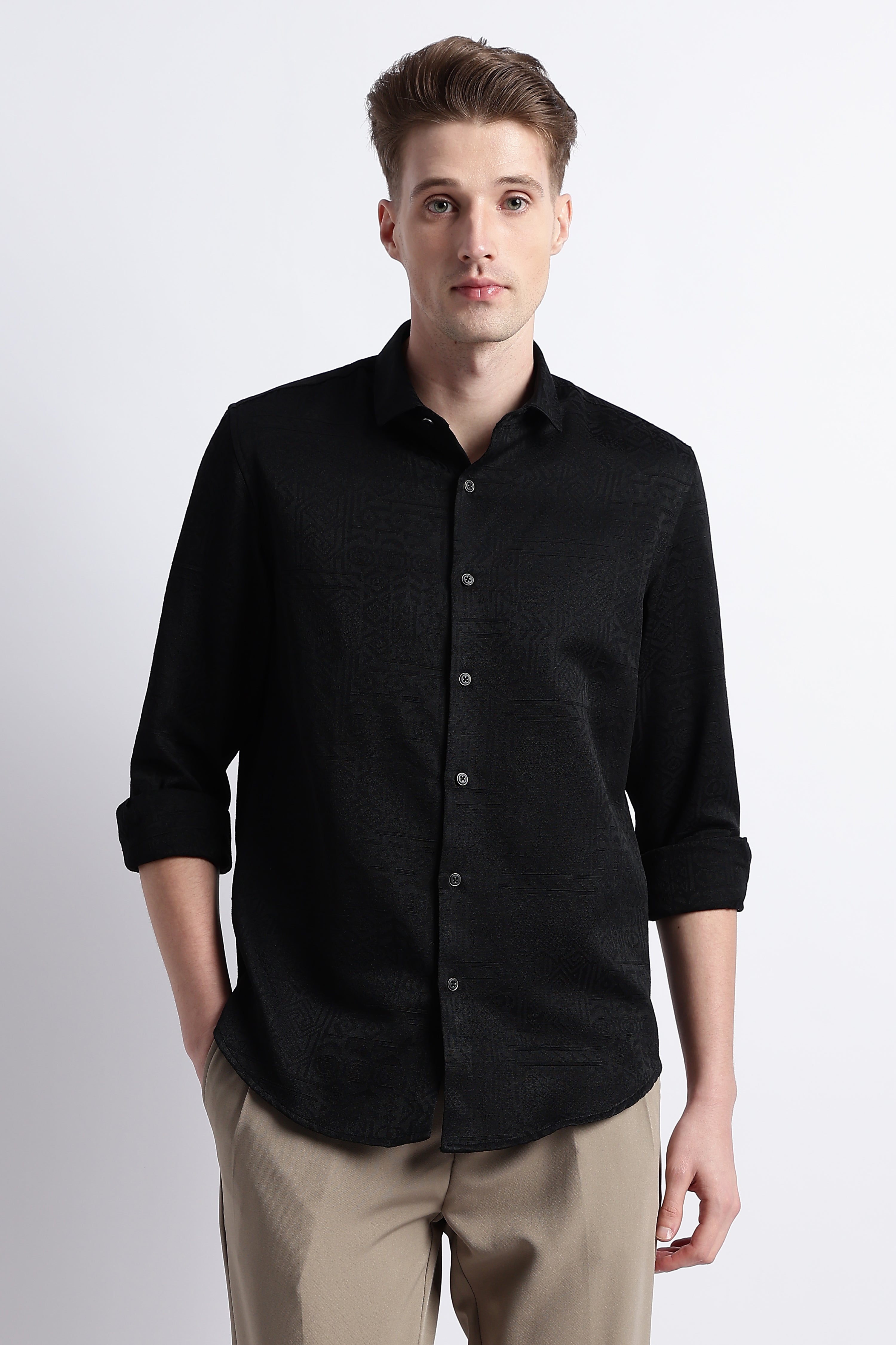 Men Textured Jacquard Shirt