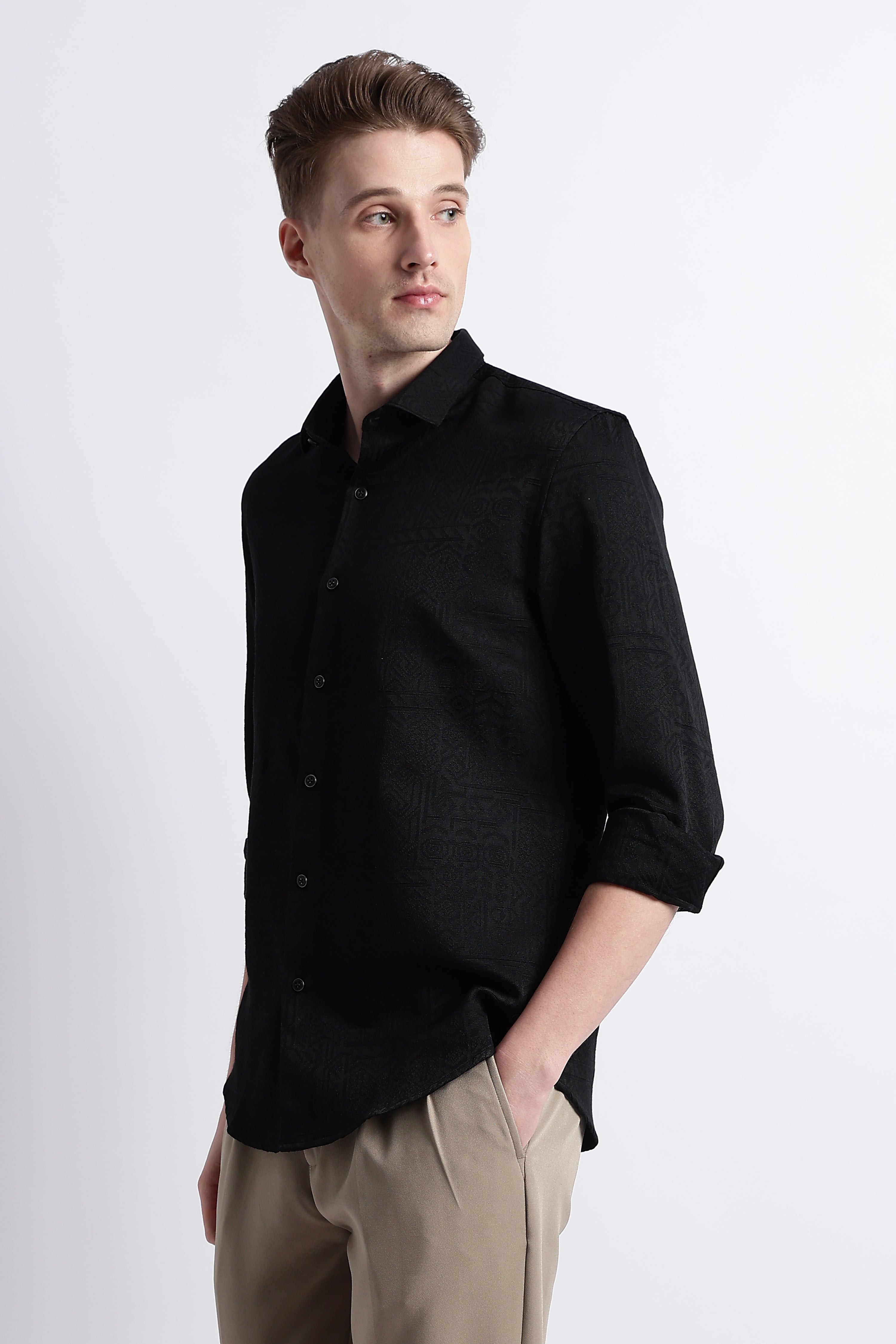 Men Textured Jacquard Shirt