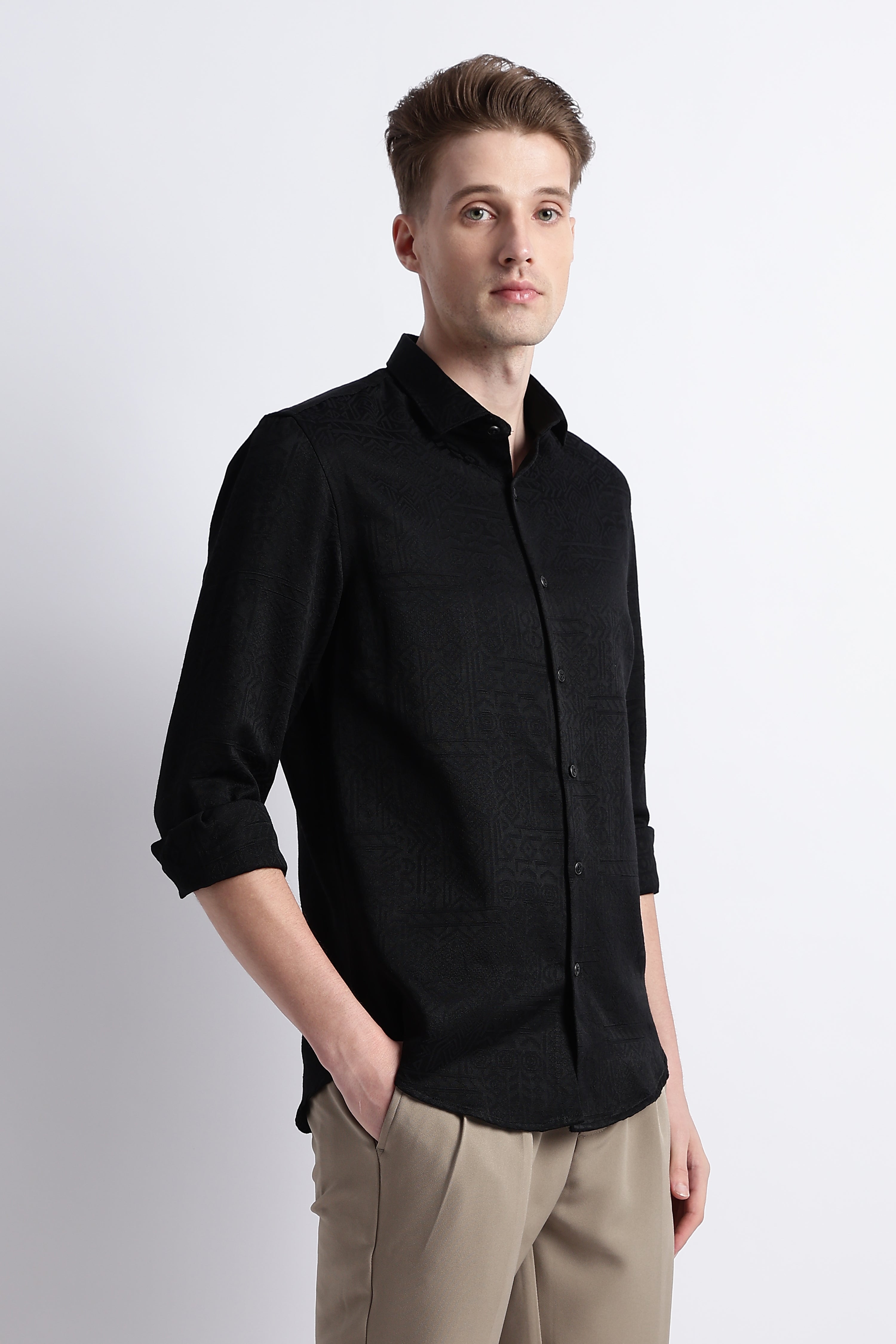 Men Textured Jacquard Shirt