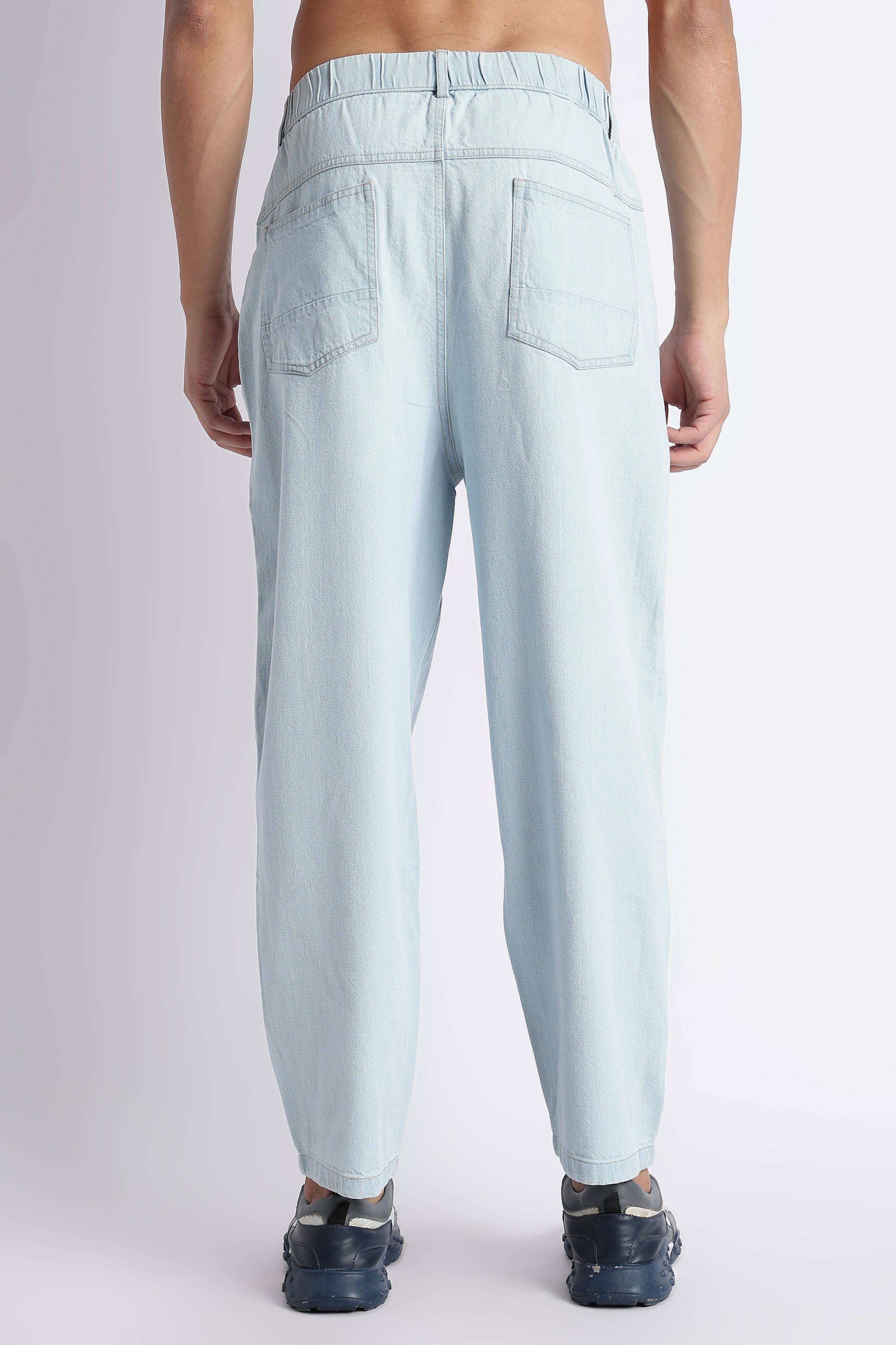 Men Ice Blue Baggy Jeans