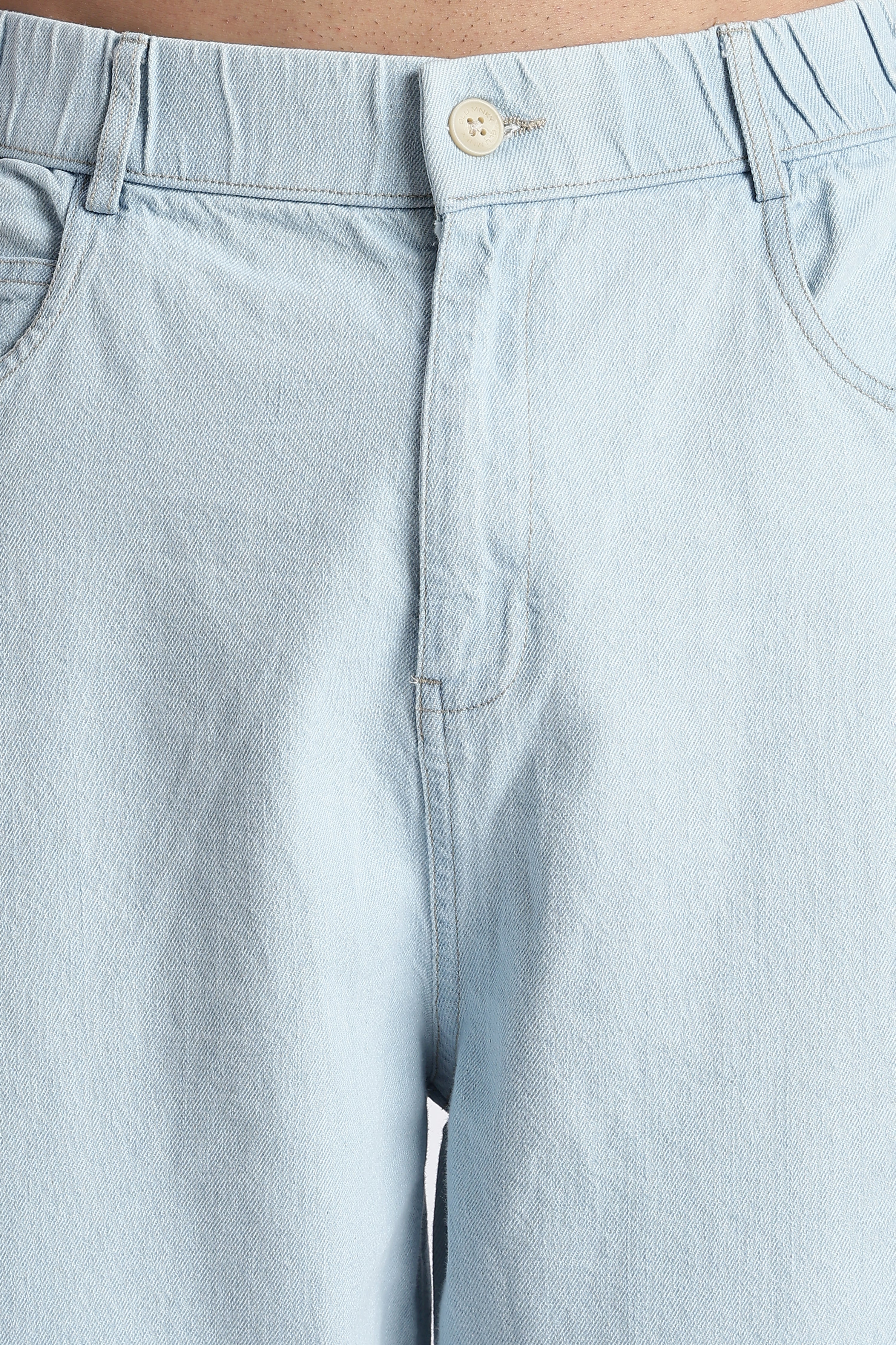 Men Ice Blue Baggy Jeans