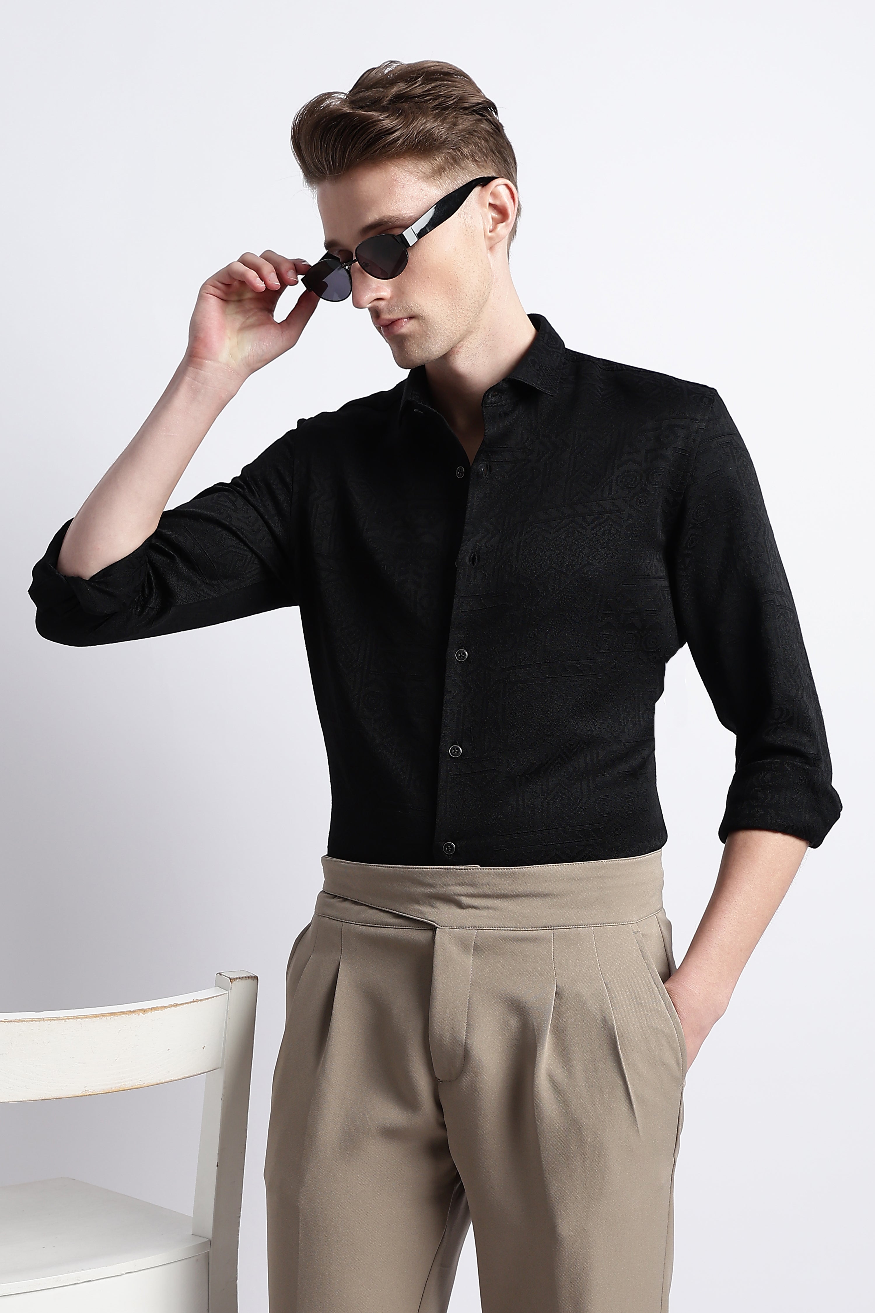 Men Textured Jacquard Shirt
