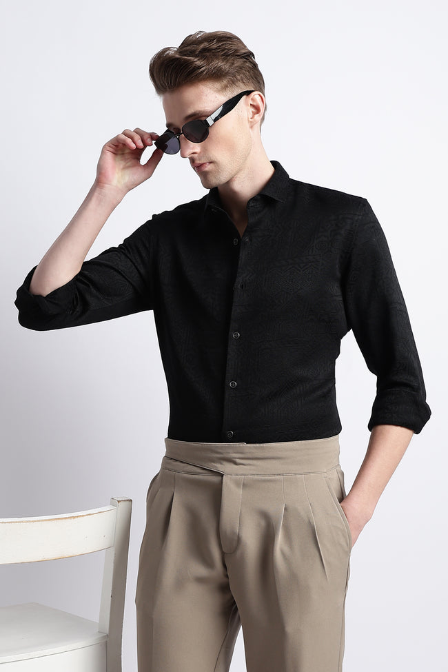 Men Textured Jacquard Shirt