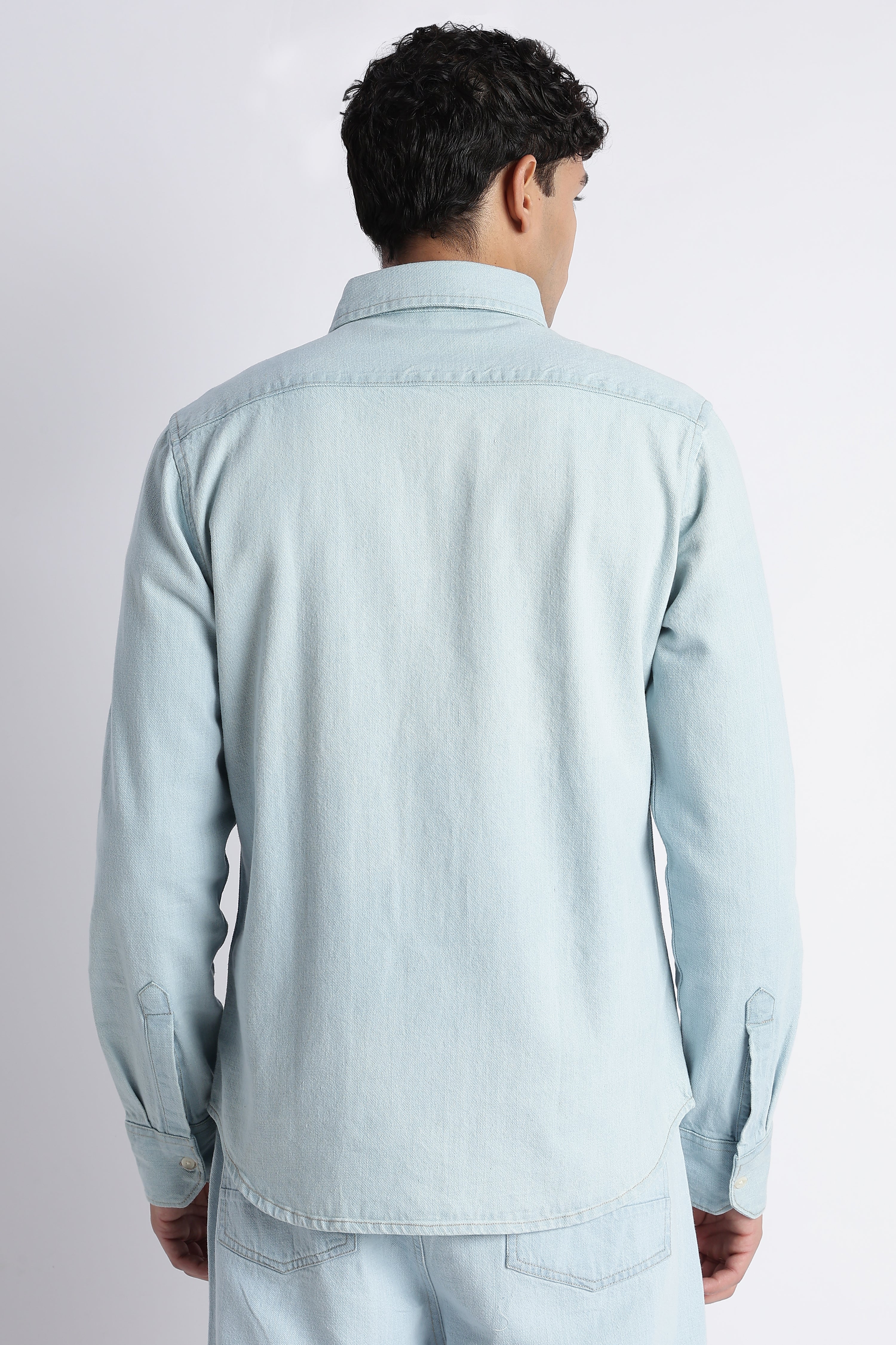 Men Ice Blue Denim Shirt