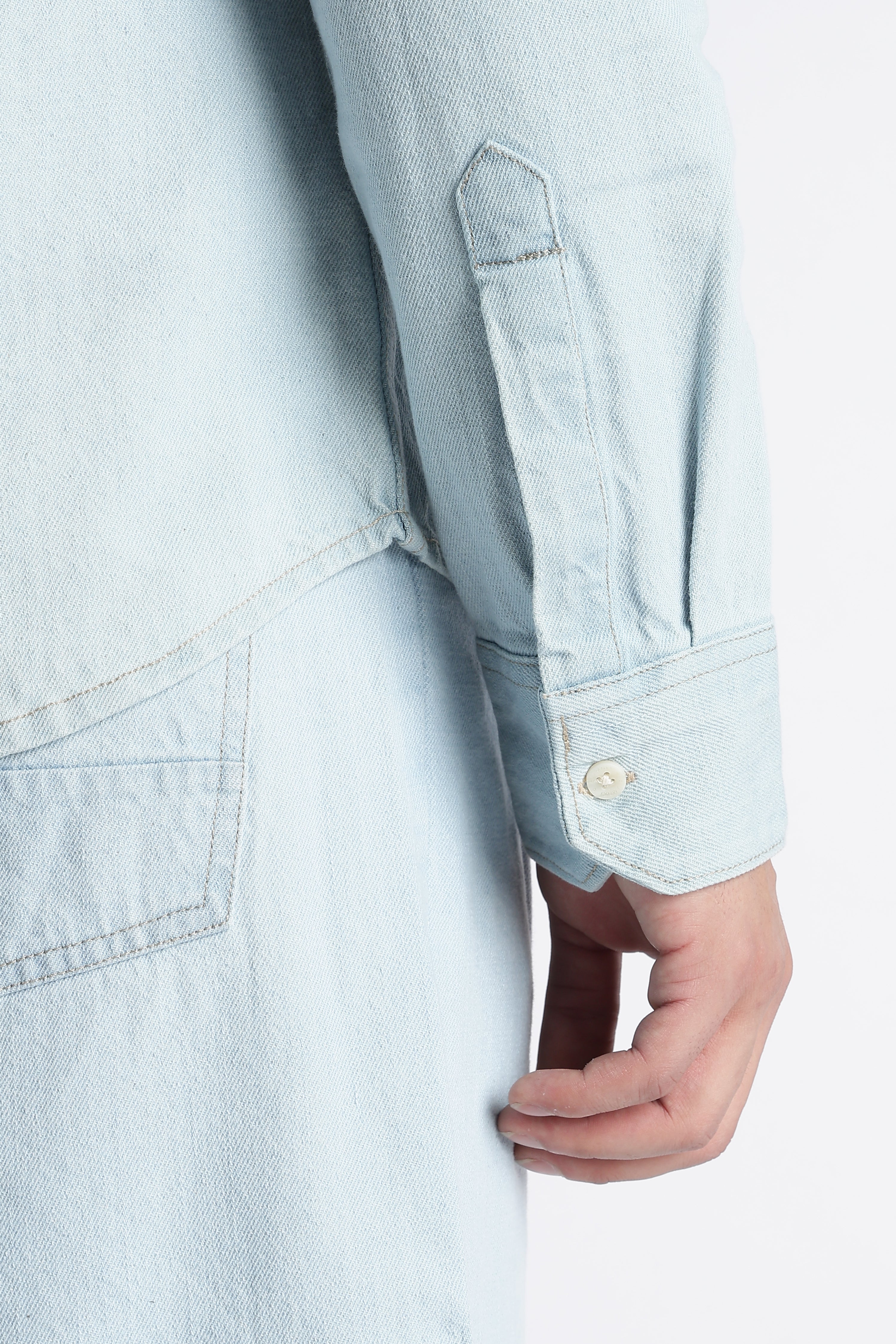 Men Ice Blue Denim Shirt