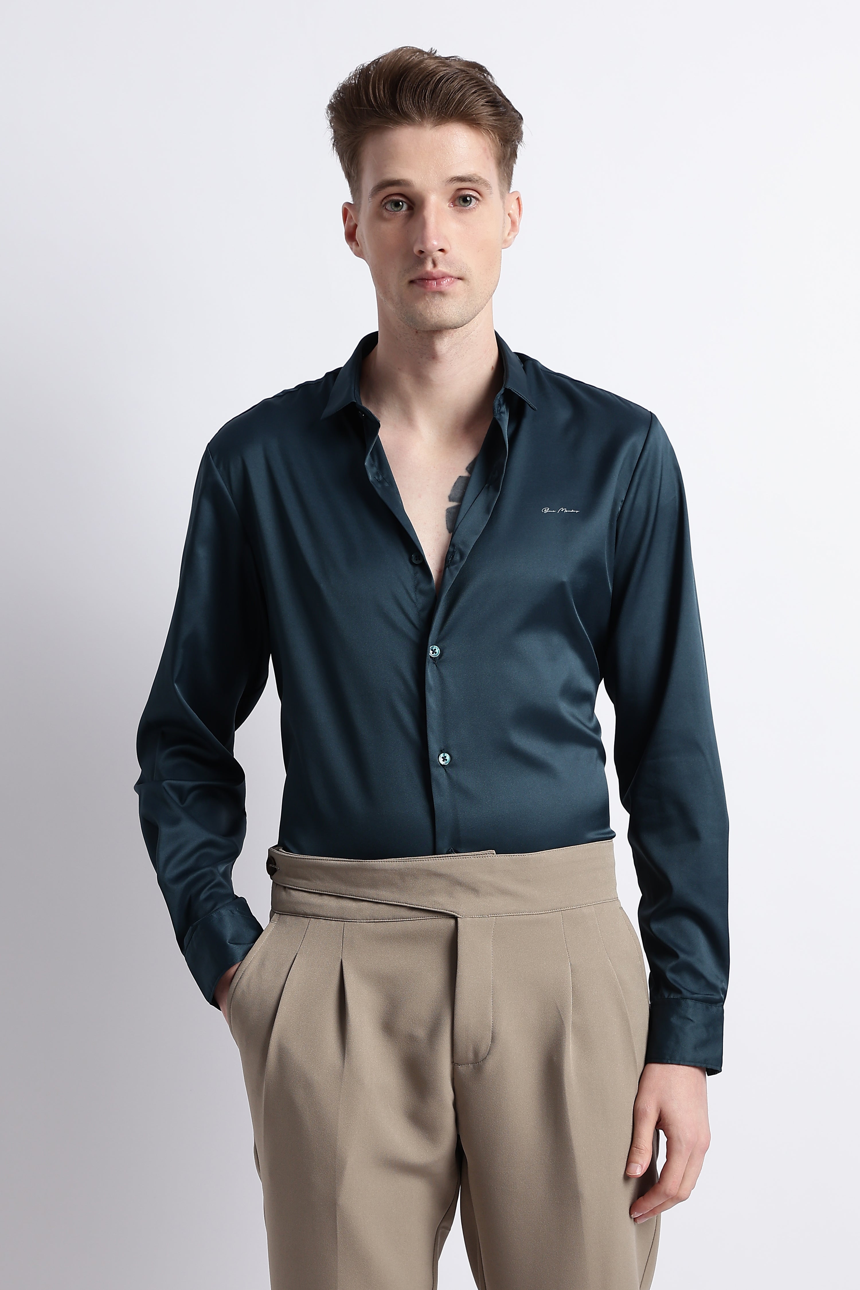 Men Smooth Satin Party Shirt