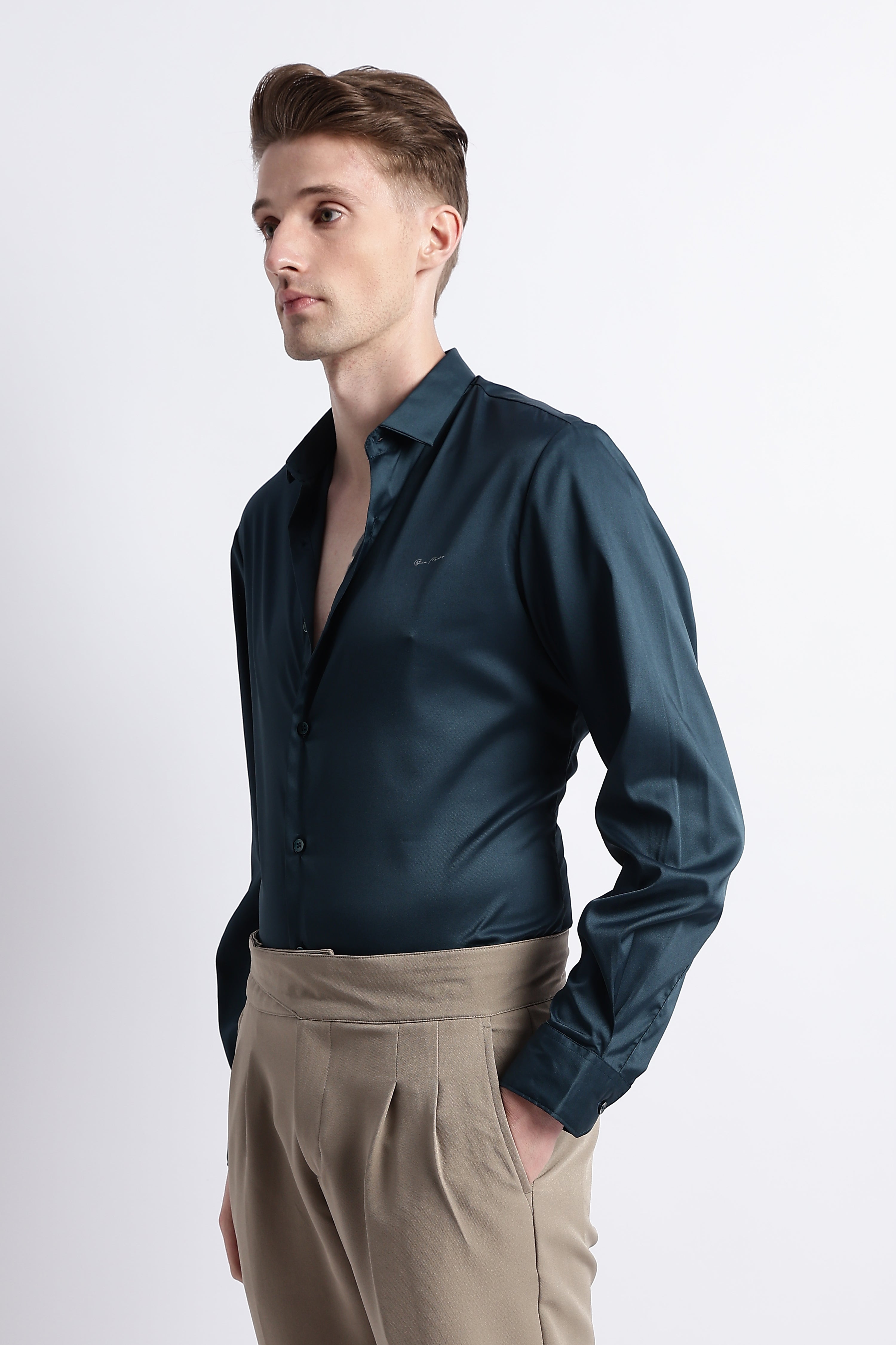 Men Smooth Satin Party Shirt