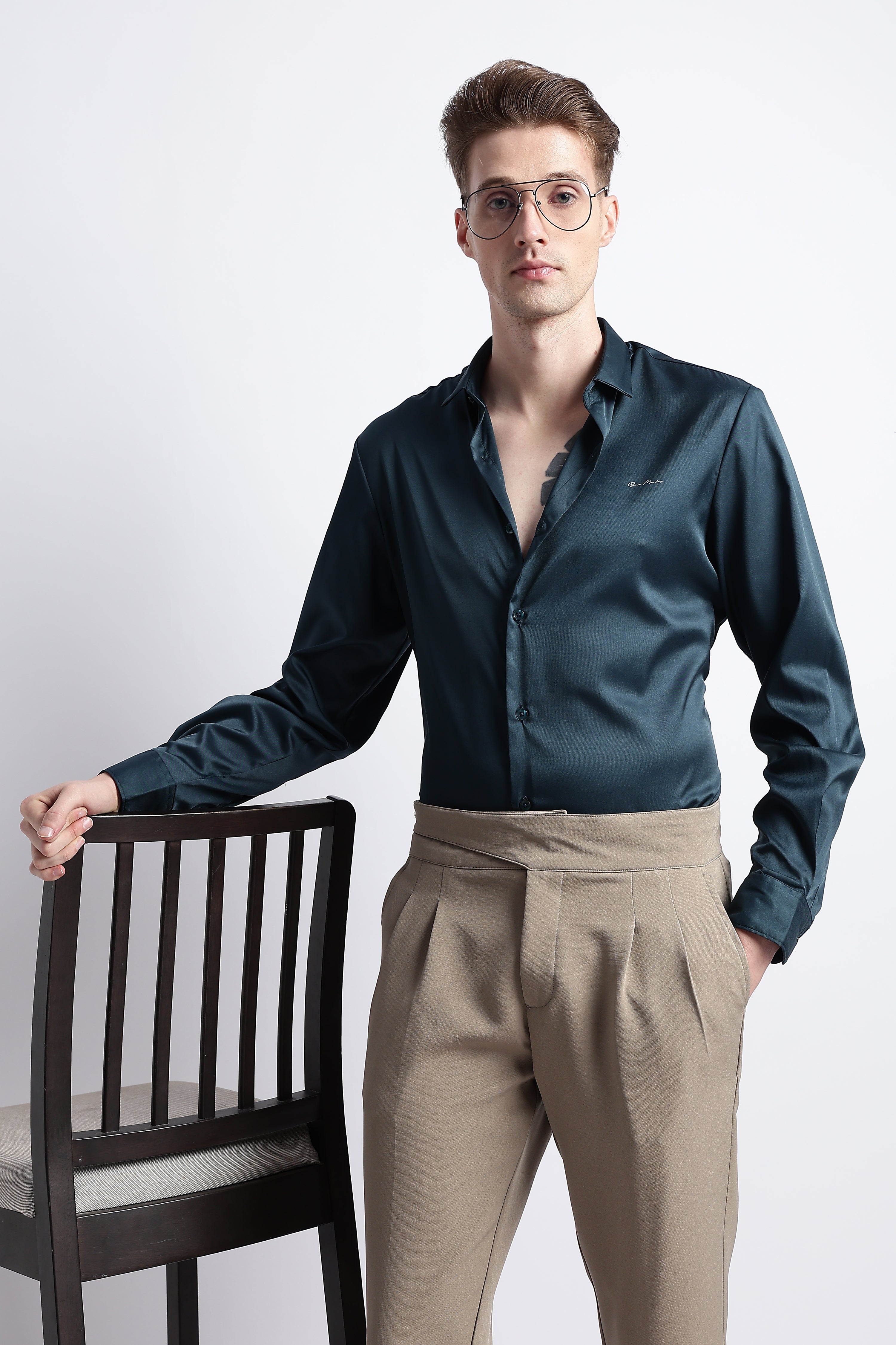 Men Smooth Satin Party Shirt