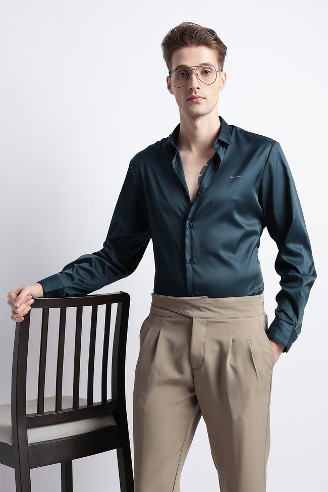 Men Smooth Satin Party Shirt