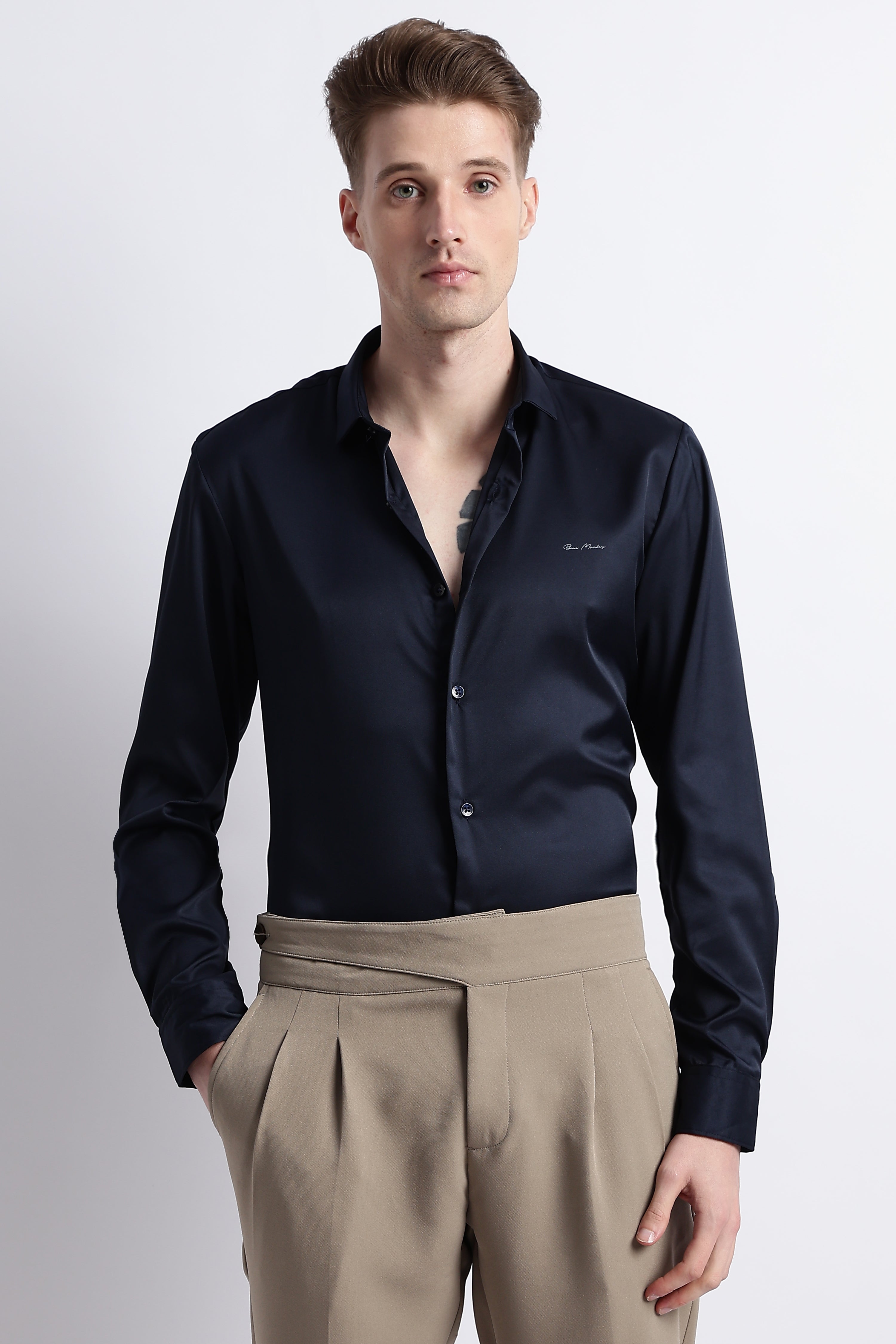 Men Smooth Satin Party Shirt