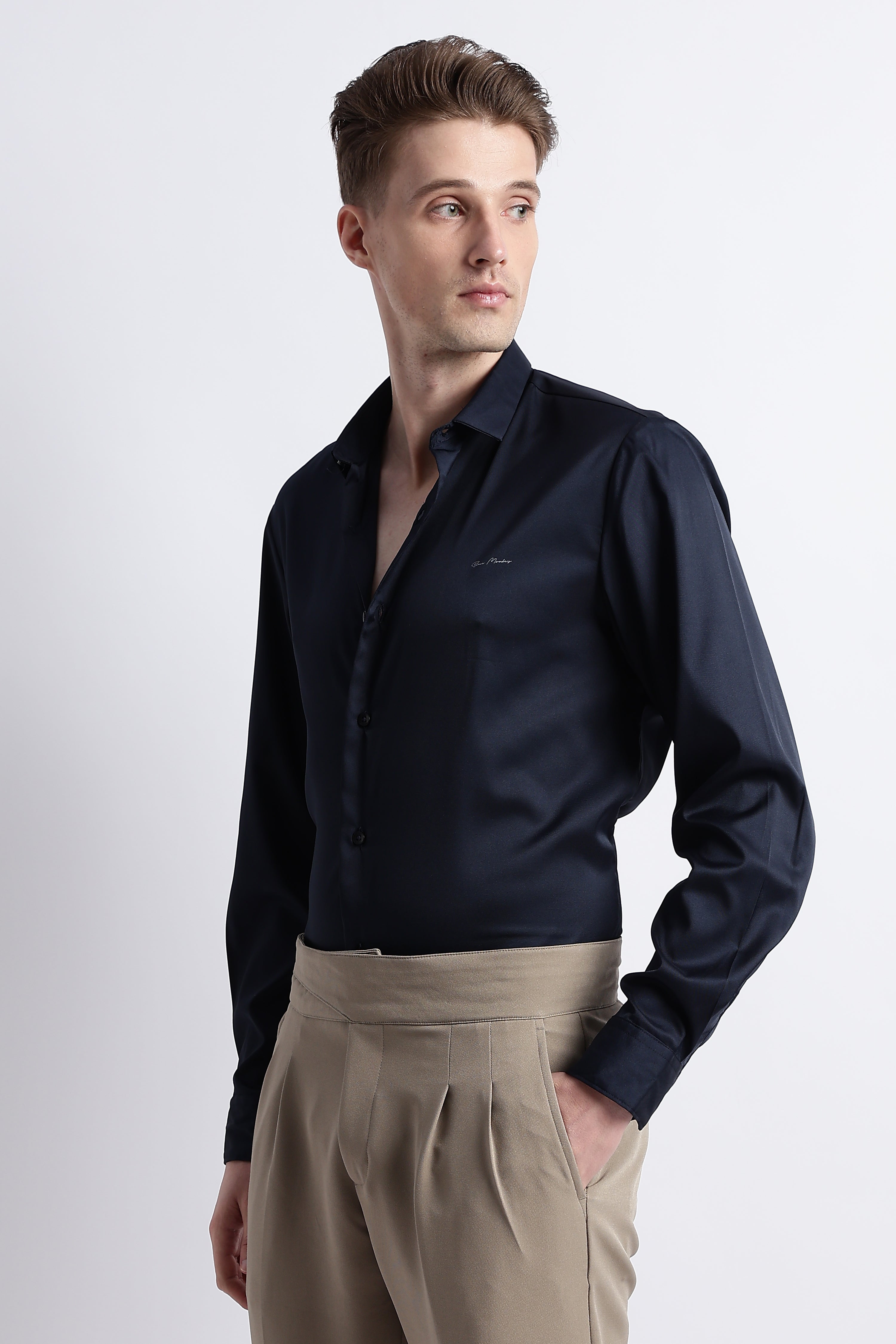 Men Smooth Satin Party Shirt