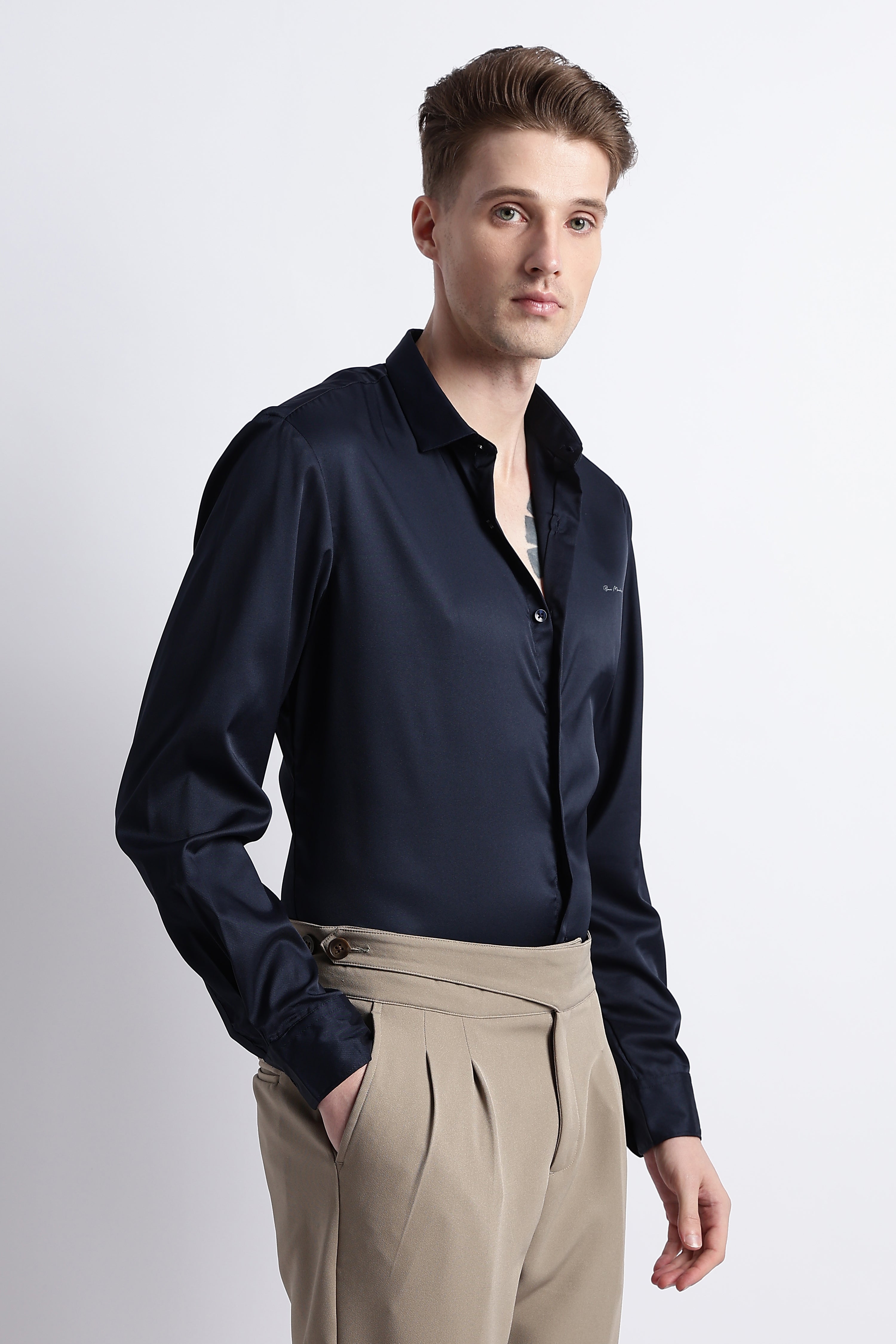 Men Smooth Satin Party Shirt