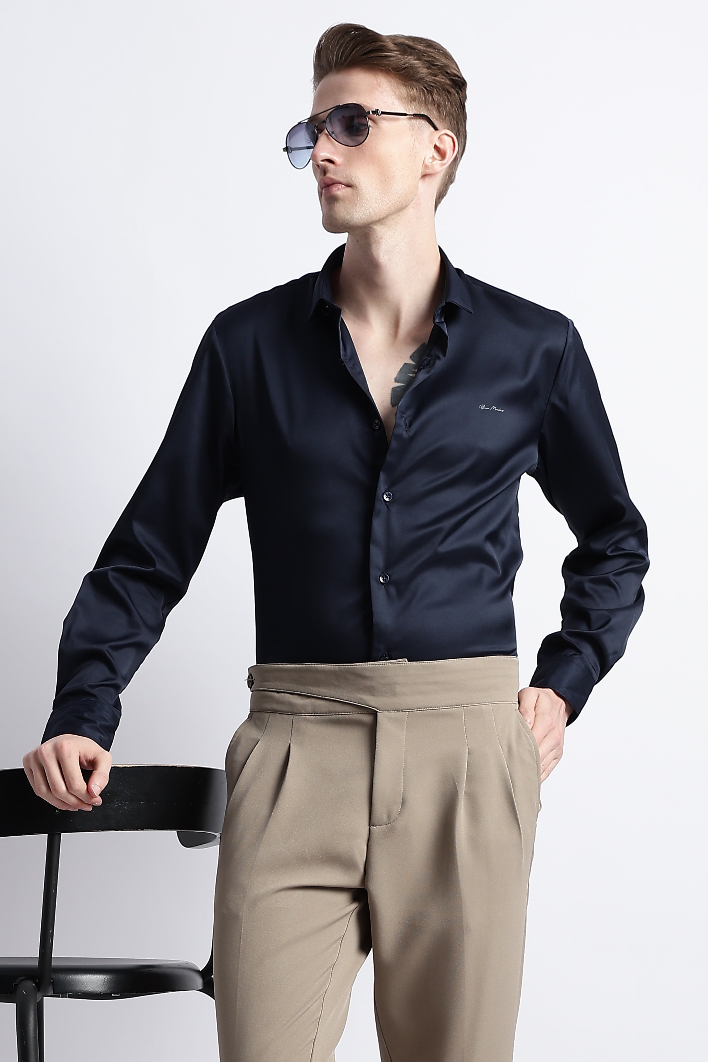 Men Smooth Satin Party Shirt