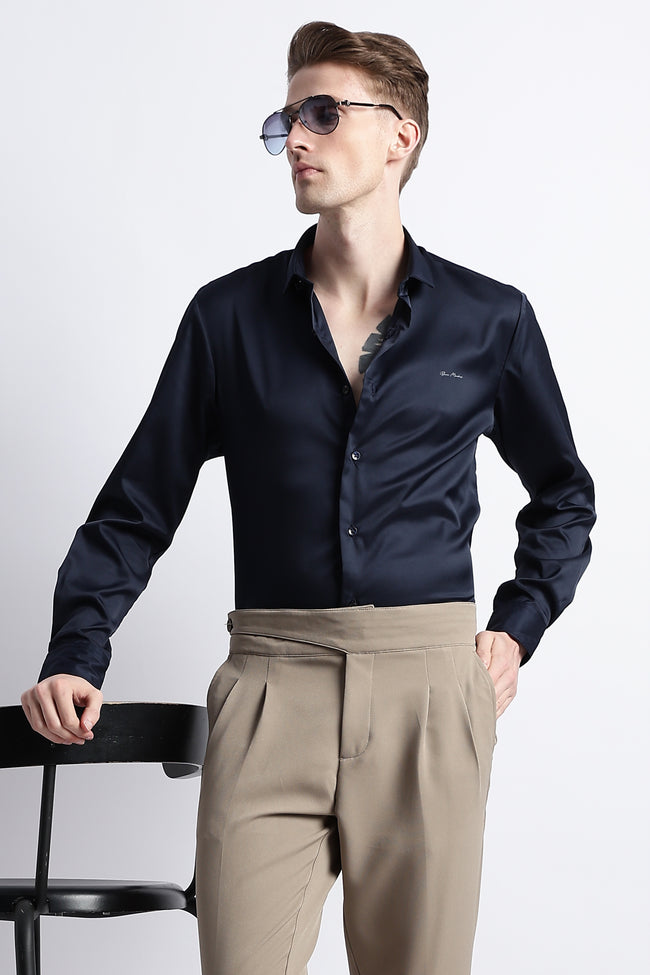 Men Smooth Satin Party Shirt