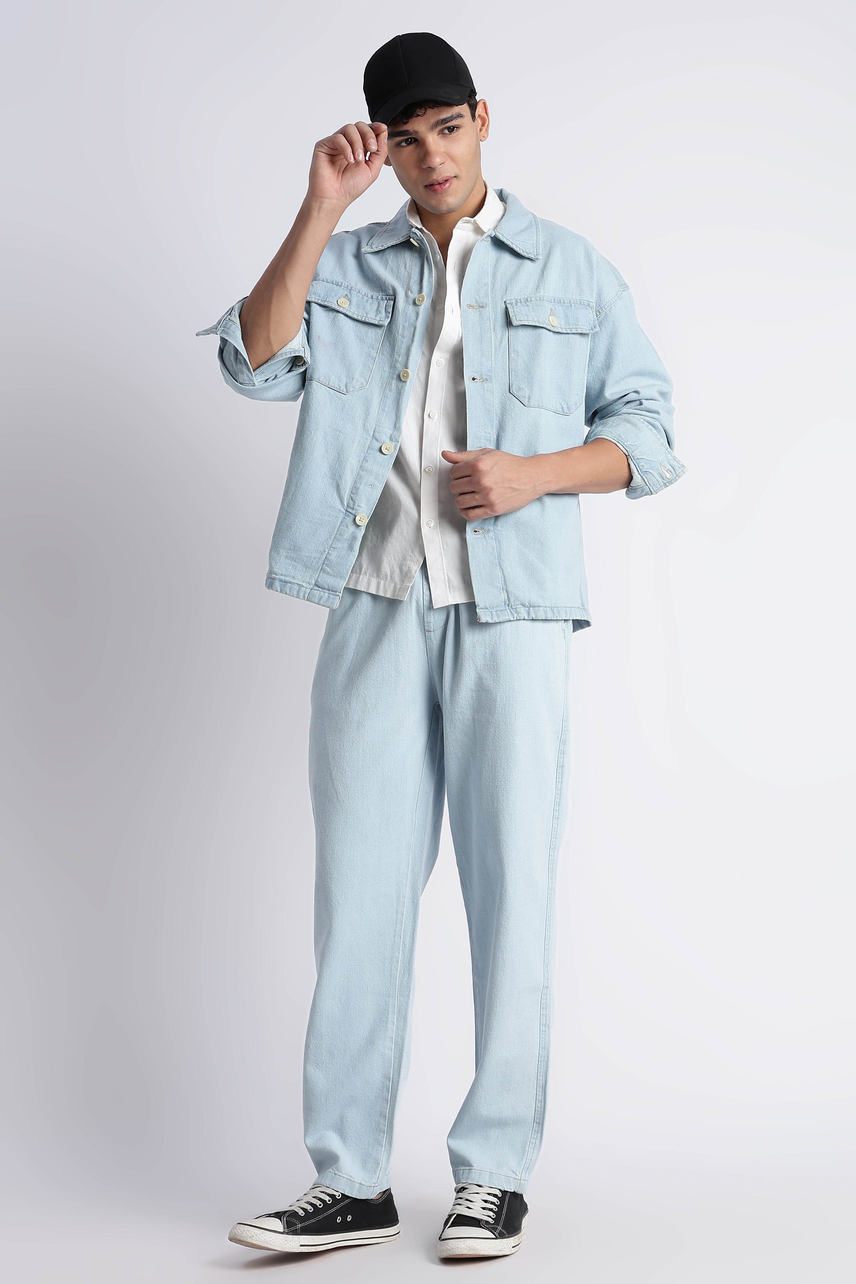 Men Ice Blue Denim Jacket