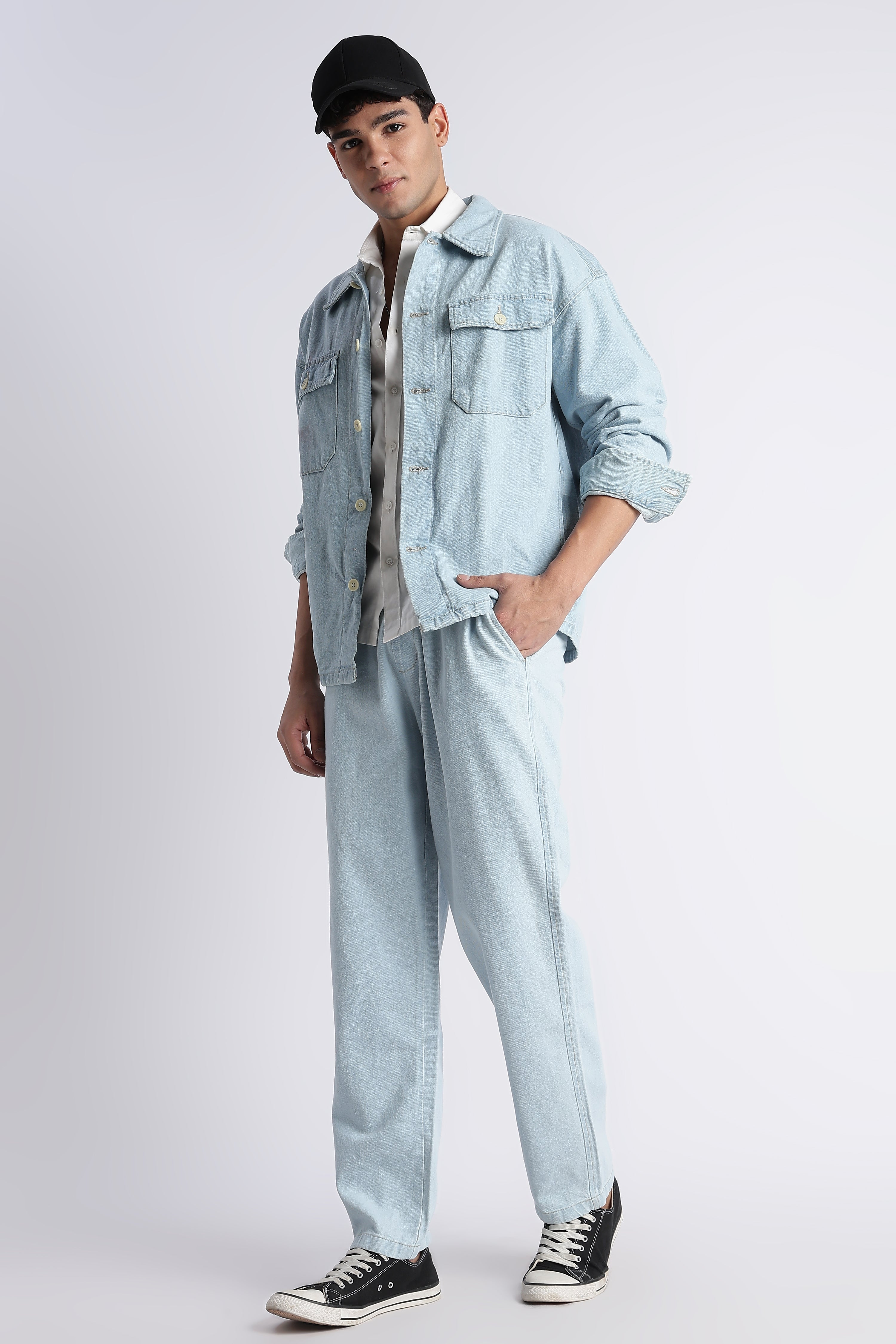 Men Ice Blue Denim Jacket