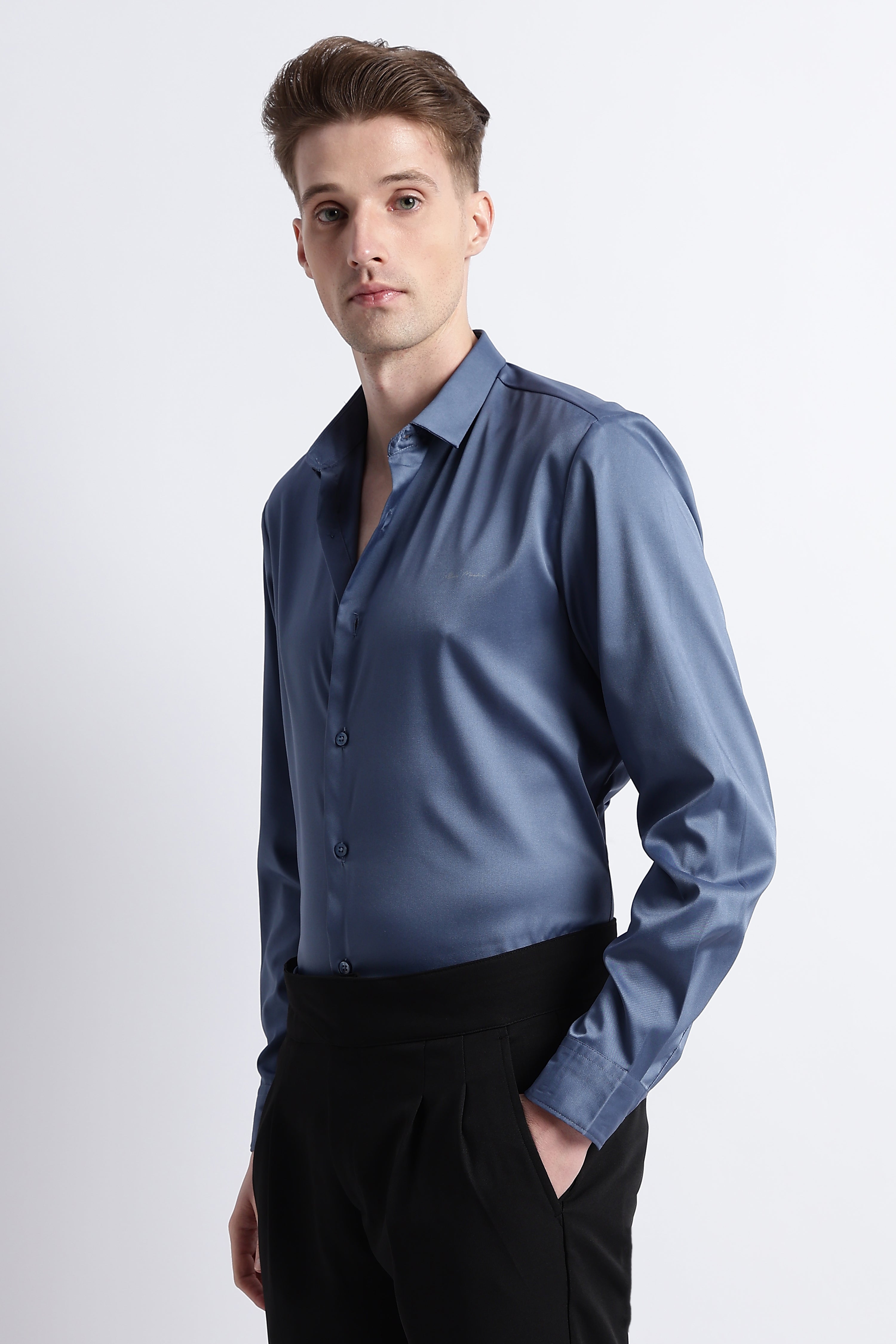 Men Smooth Satin Party Shirt