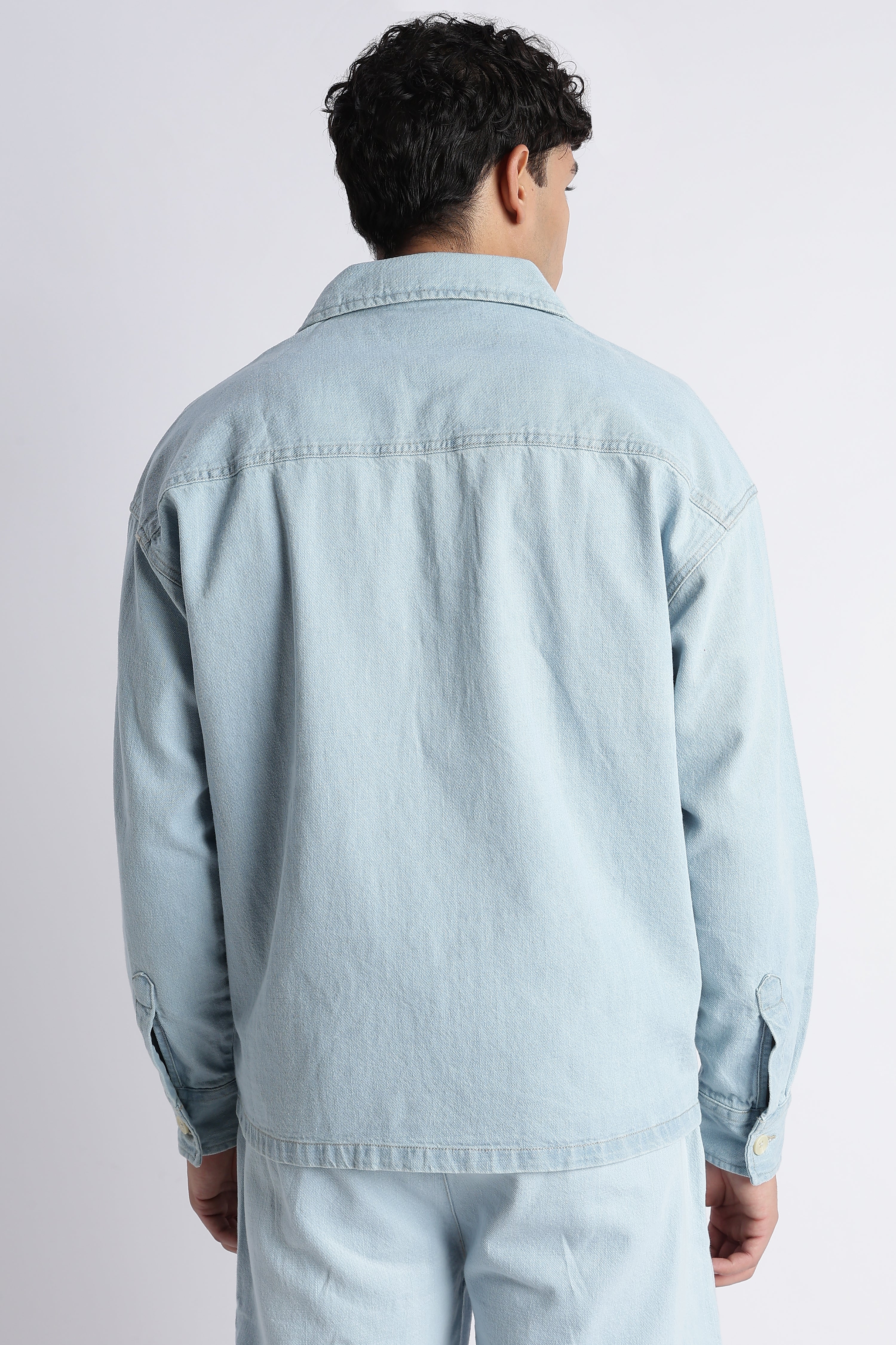 Men Ice Blue Denim Jacket