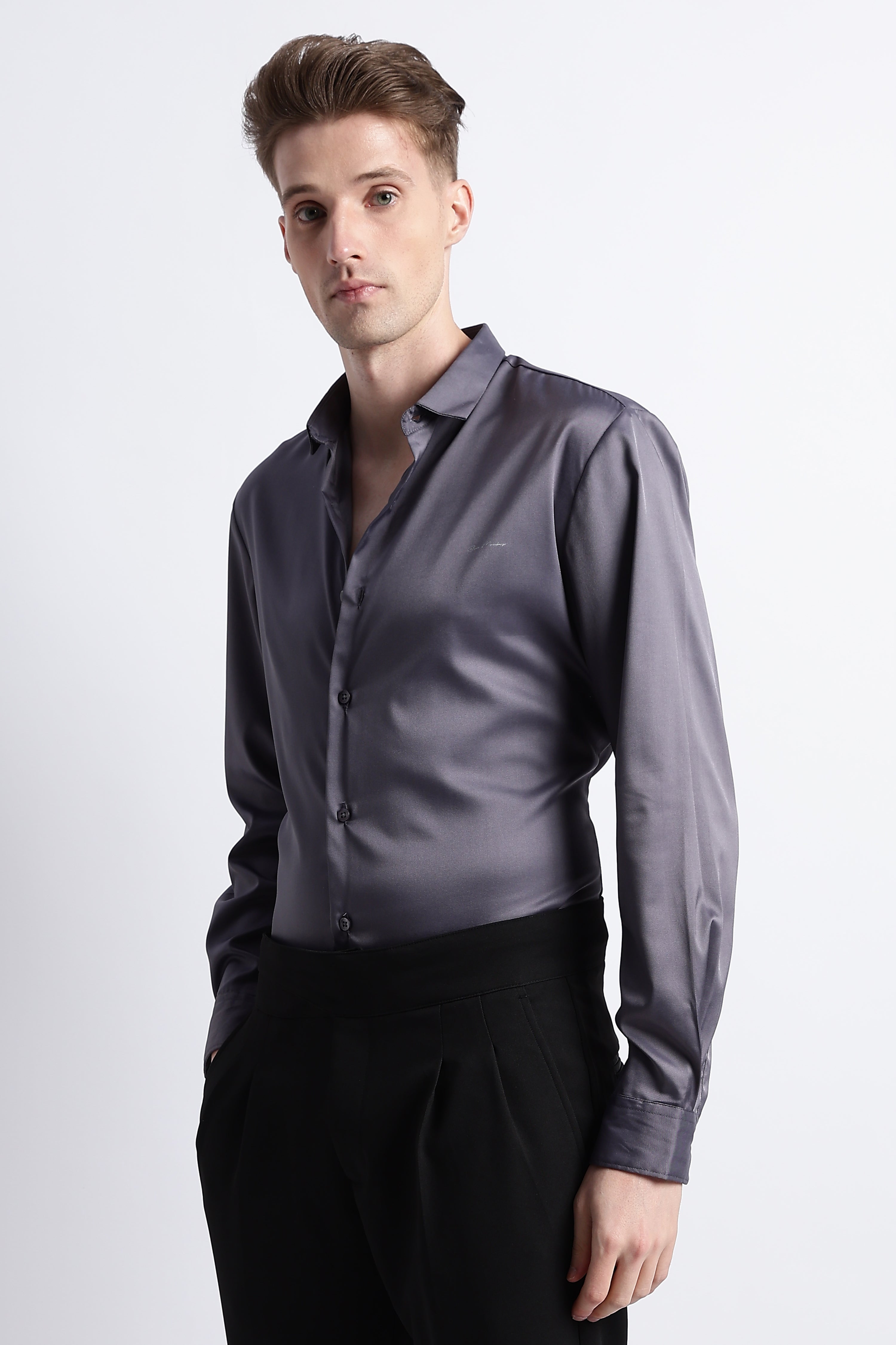 Men Smooth Satin Party Shirt