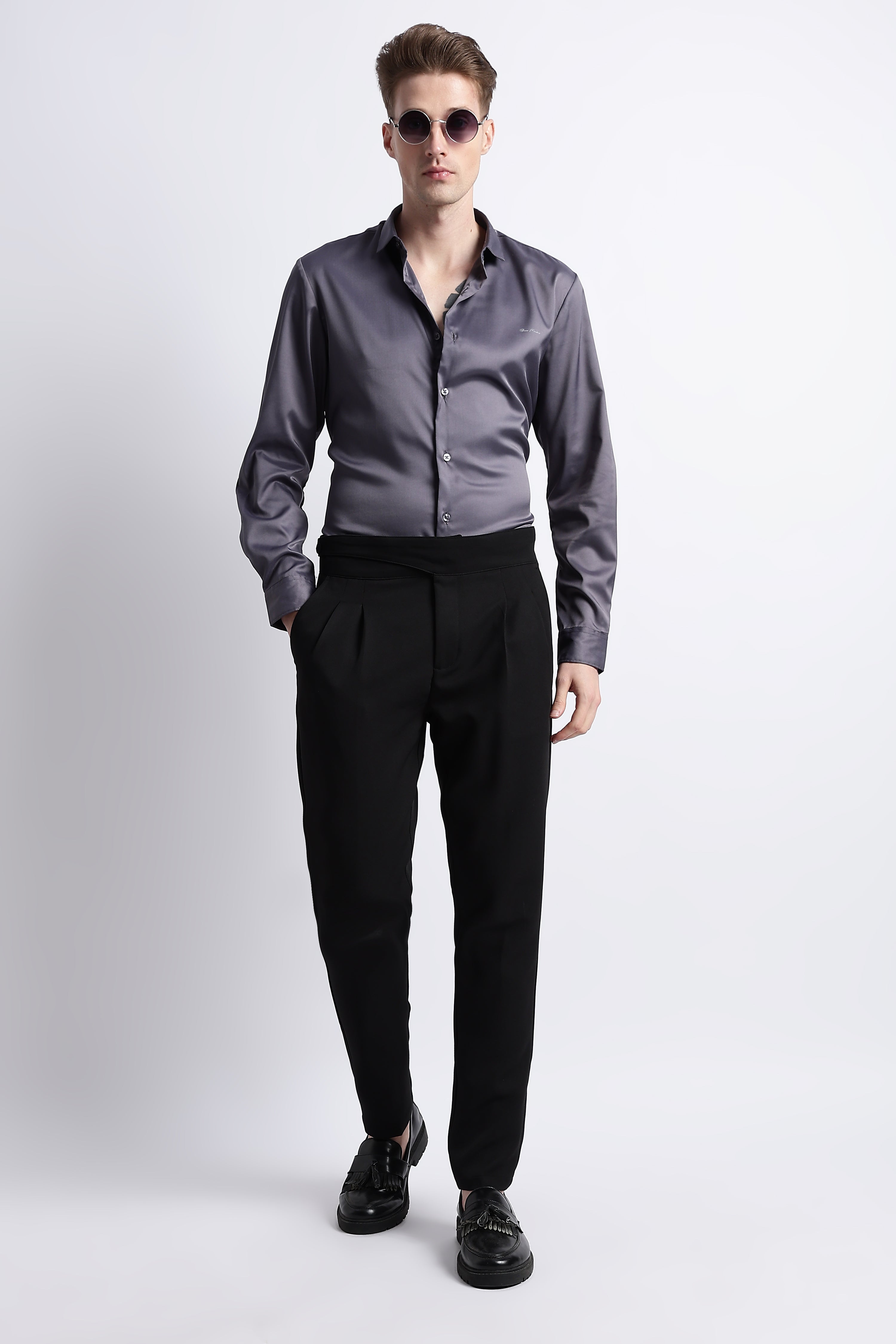 Men Smooth Satin Party Shirt