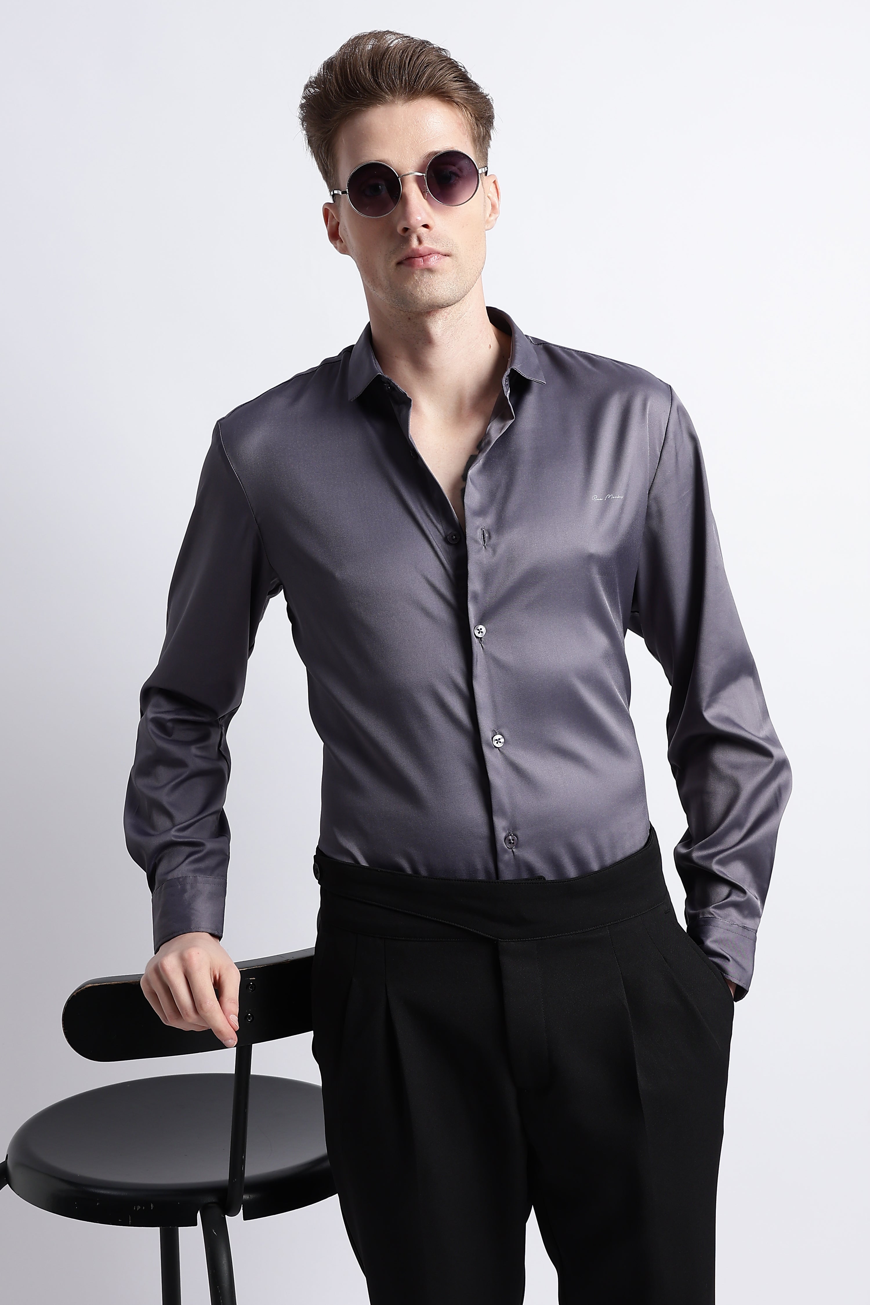 Men Smooth Satin Party Shirt