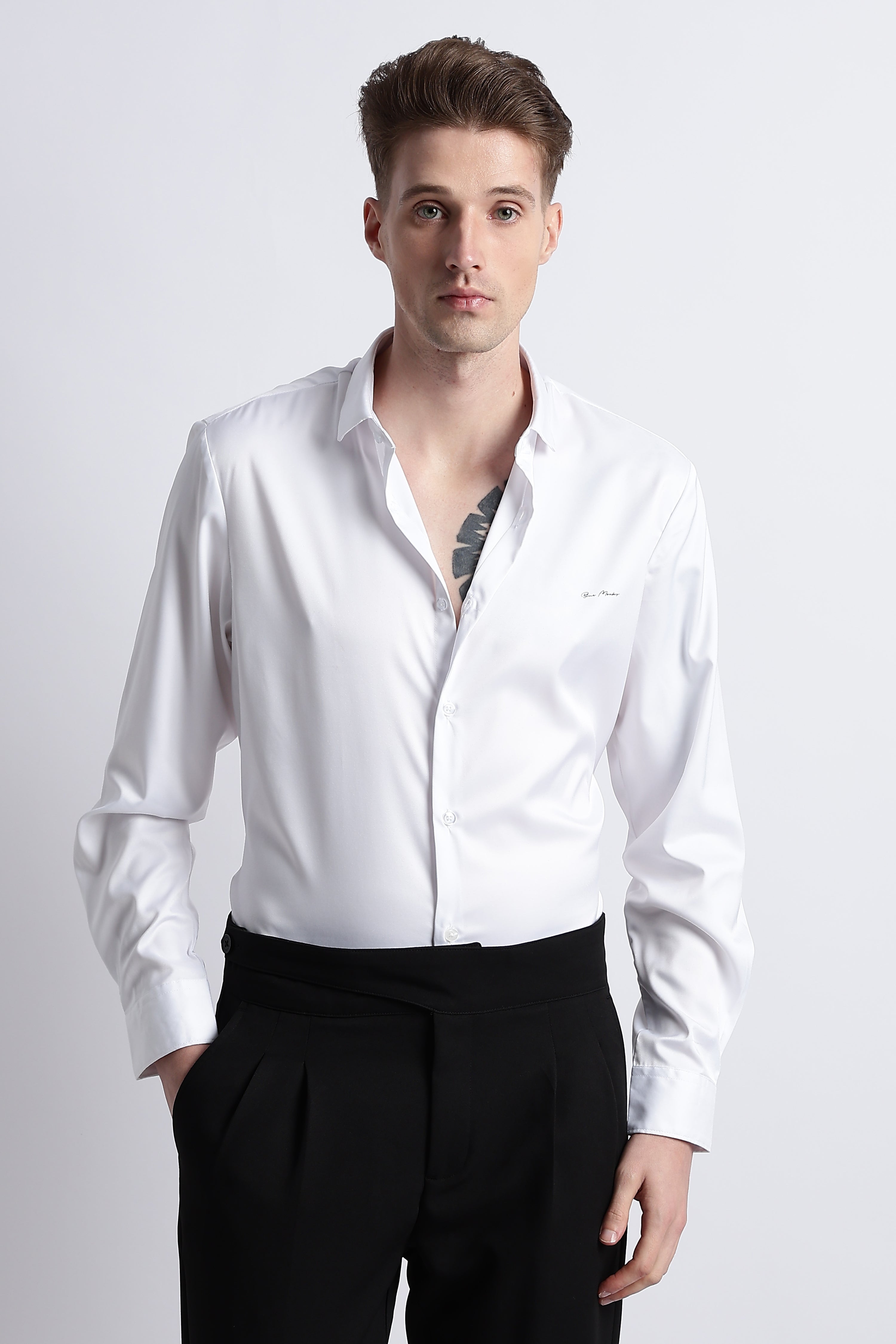 Men Smooth Satin Party Shirt