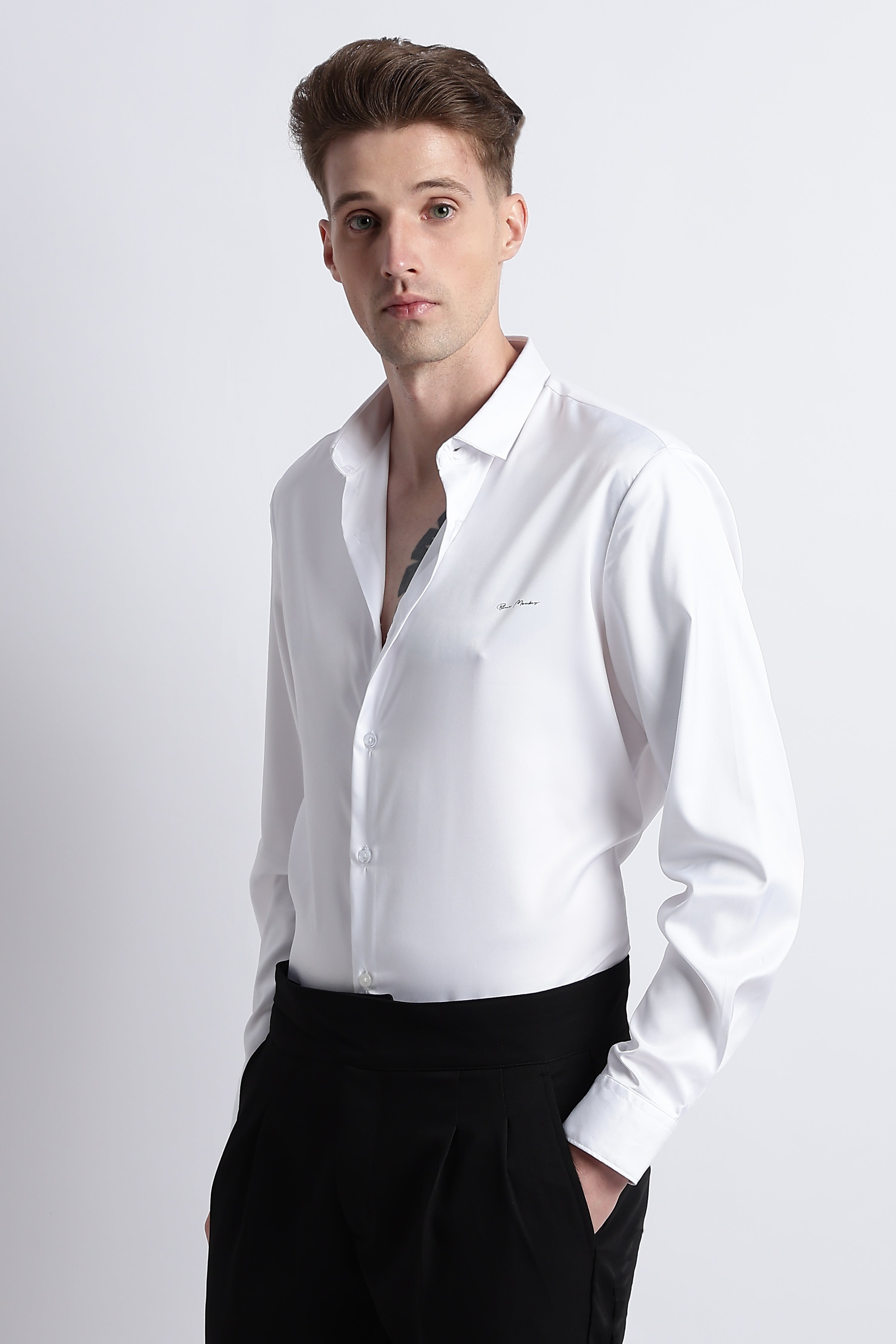 Men Smooth Satin Party Shirt