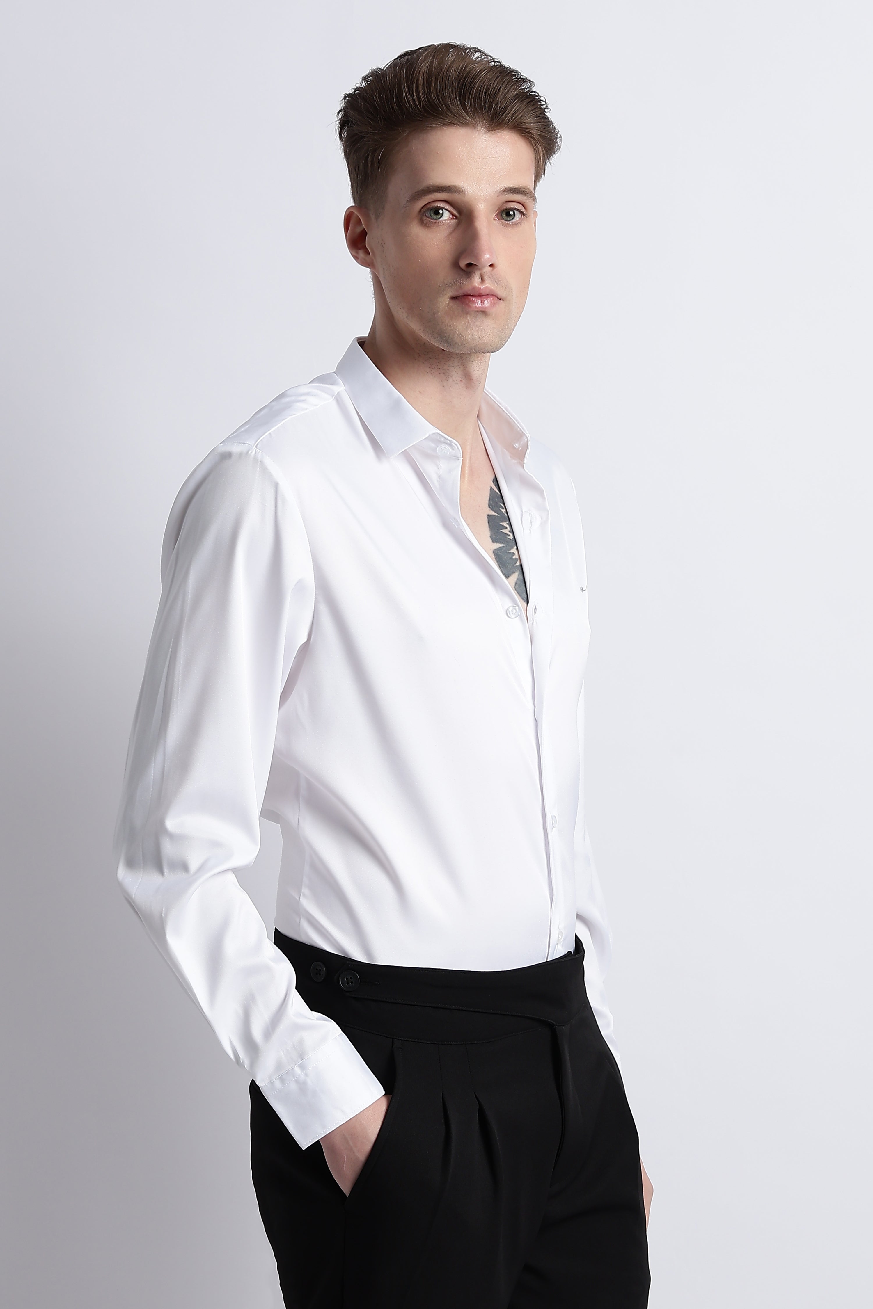 Men Smooth Satin Party Shirt
