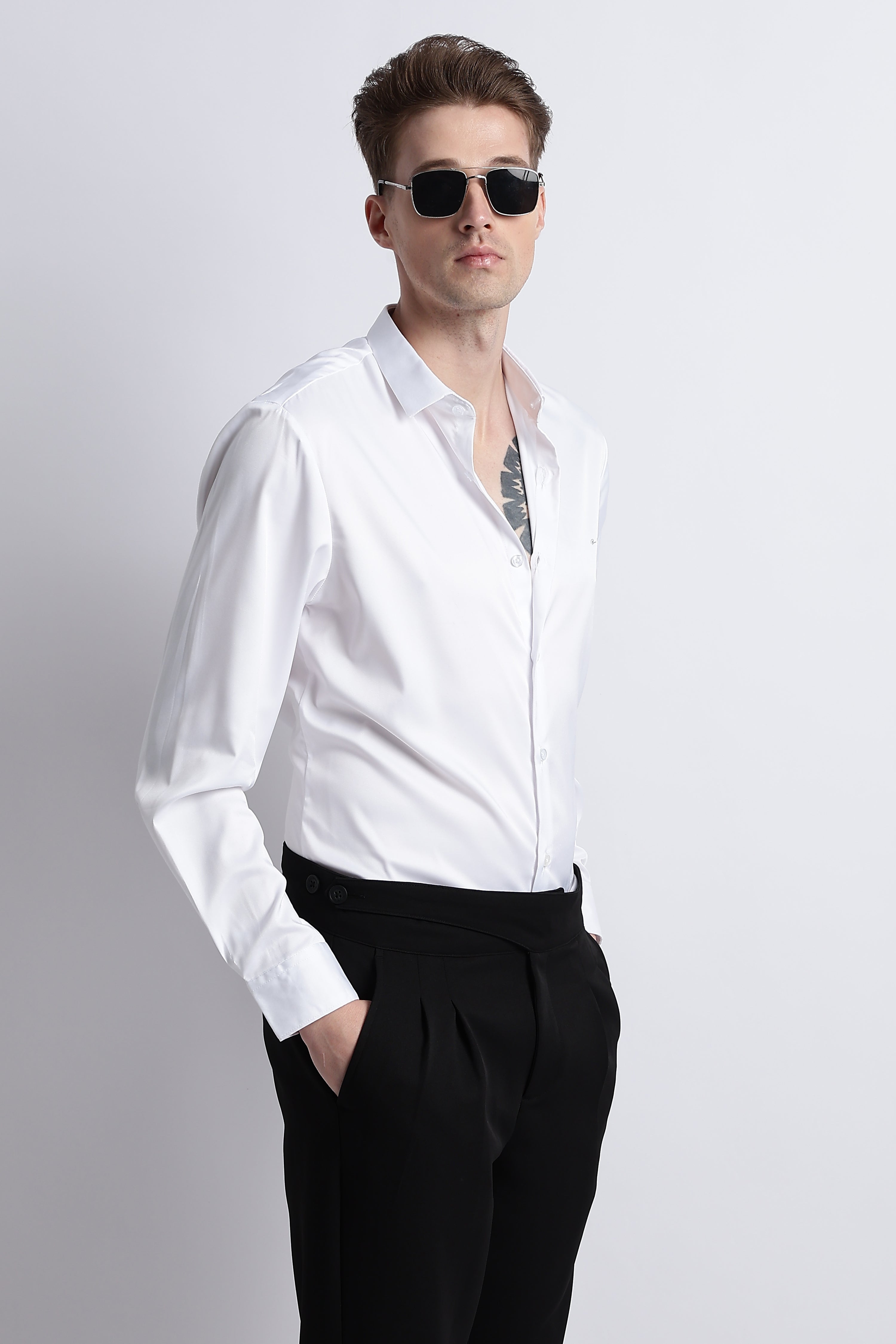 Men Smooth Satin Party Shirt