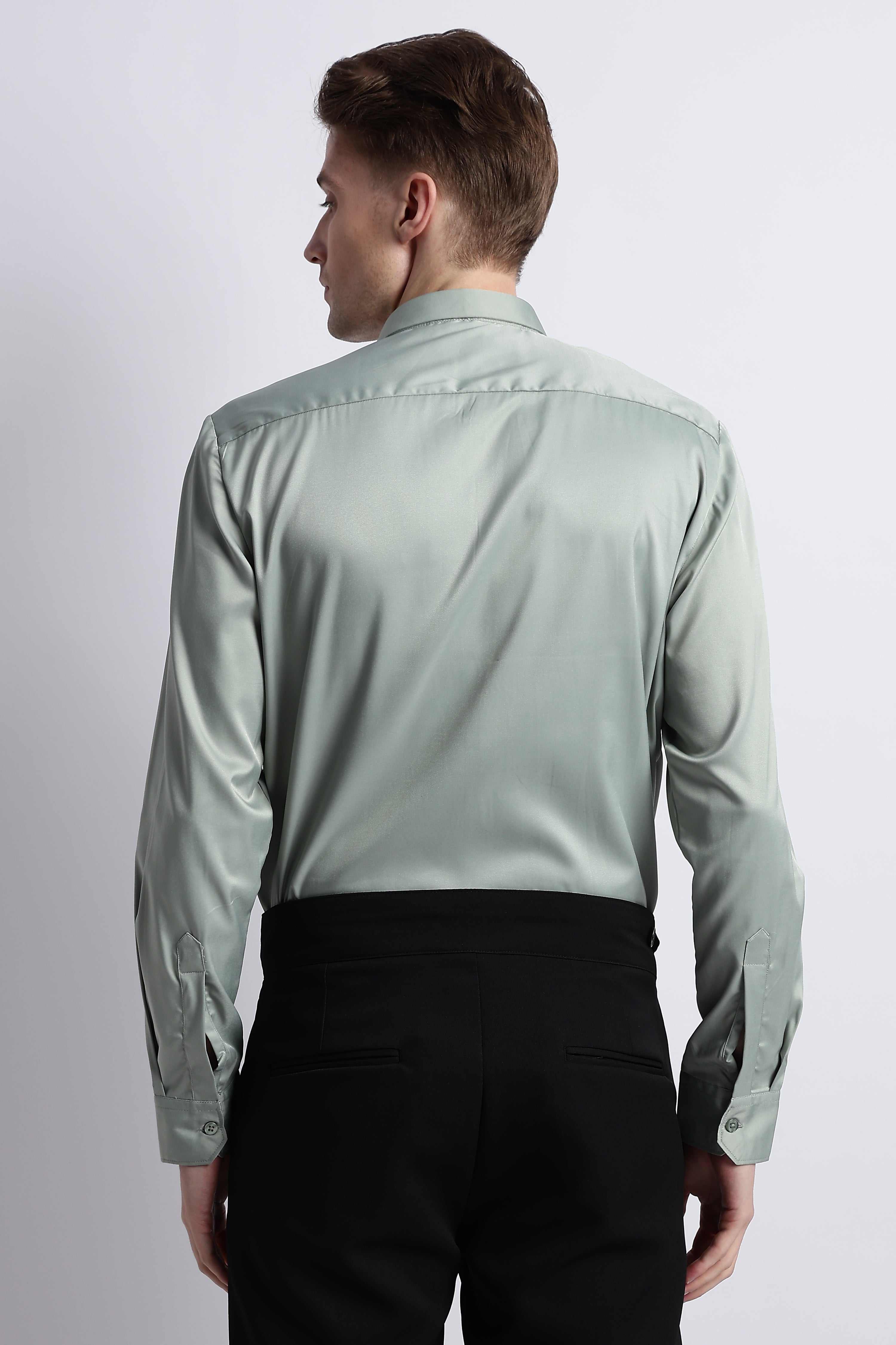 Men Smooth Satin Party Shirt