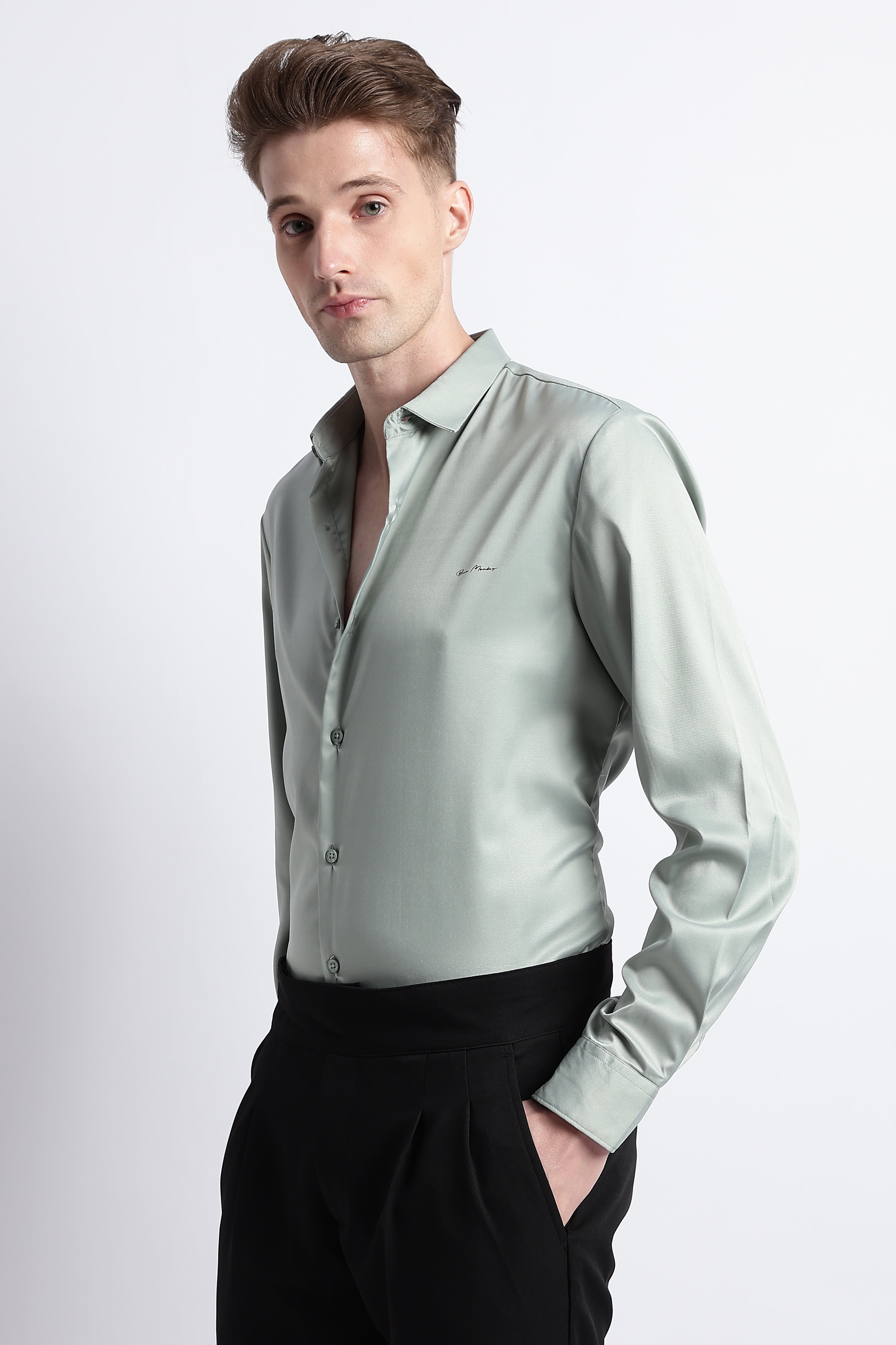 Men Smooth Satin Party Shirt
