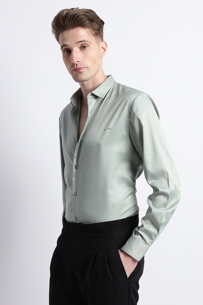 Men Smooth Satin Party Shirt