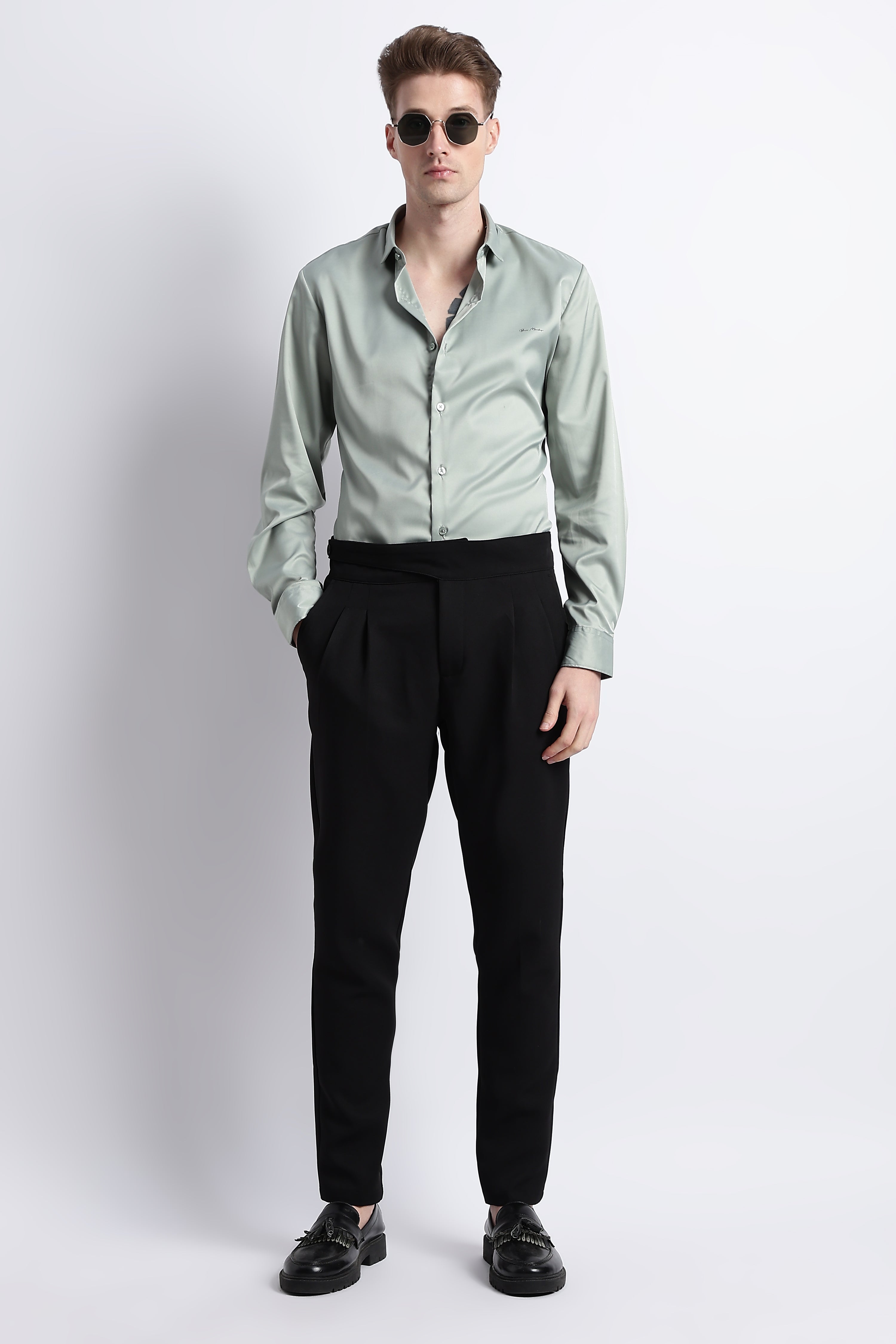 Men Smooth Satin Party Shirt