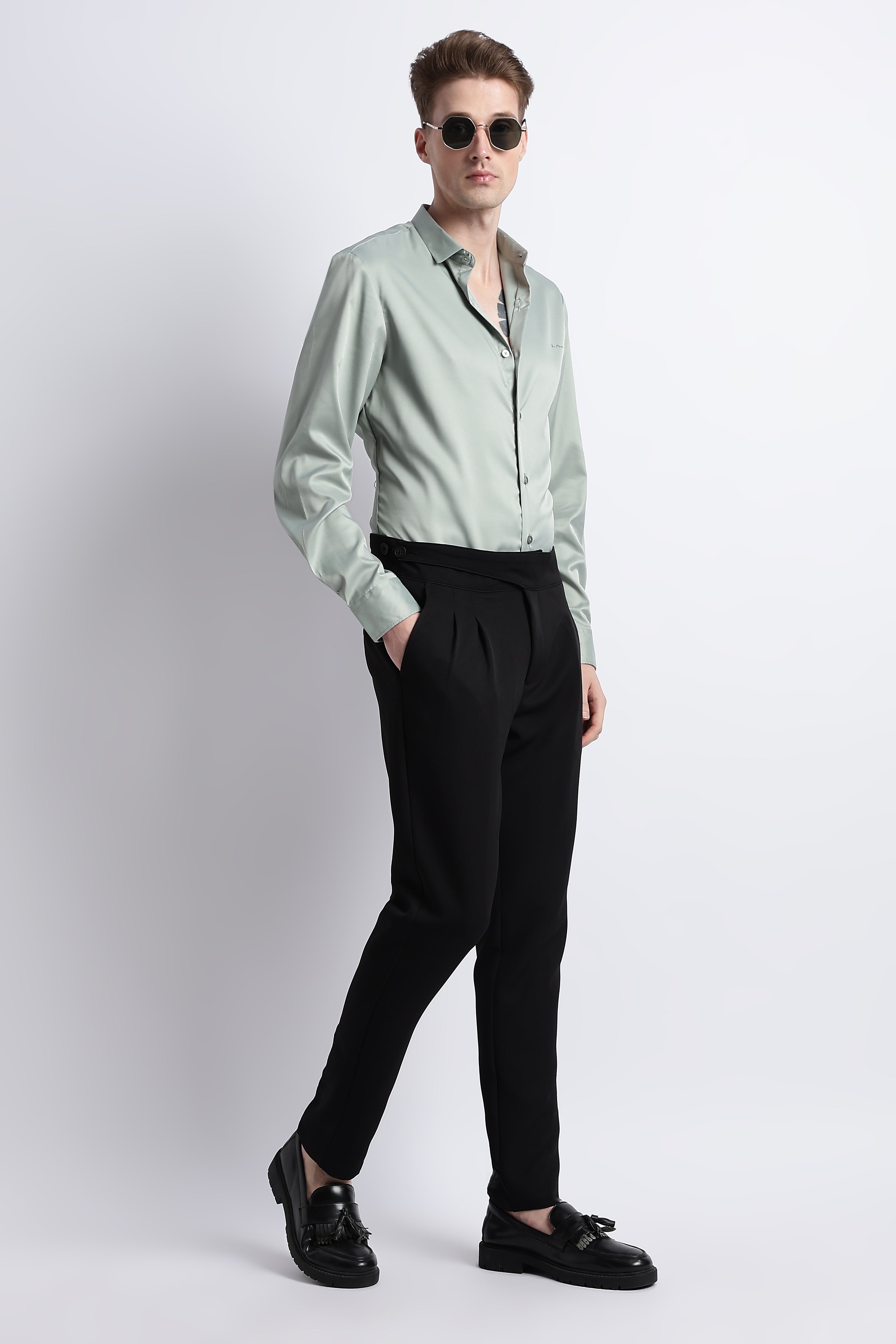 Men Smooth Satin Party Shirt