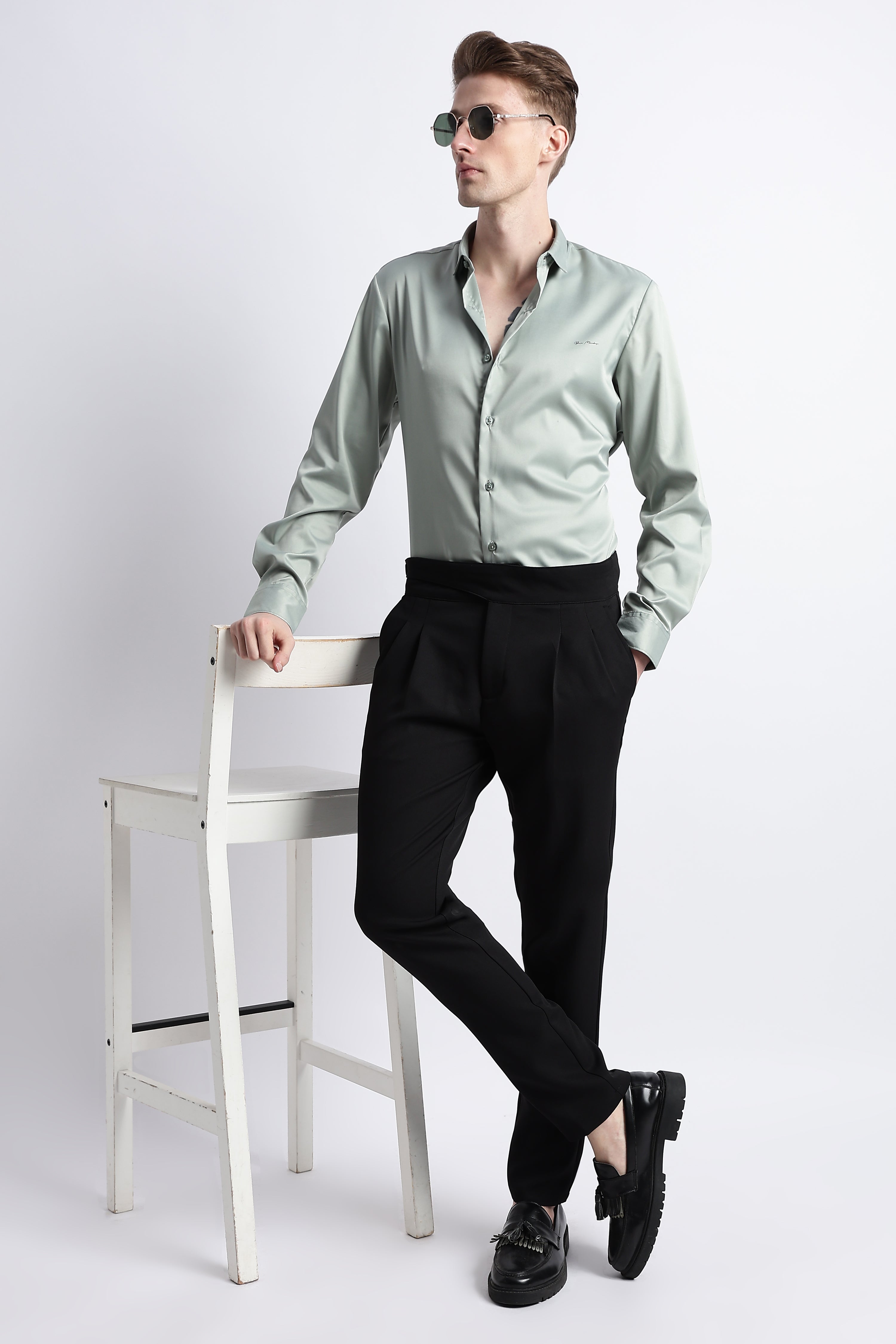 Men Smooth Satin Party Shirt