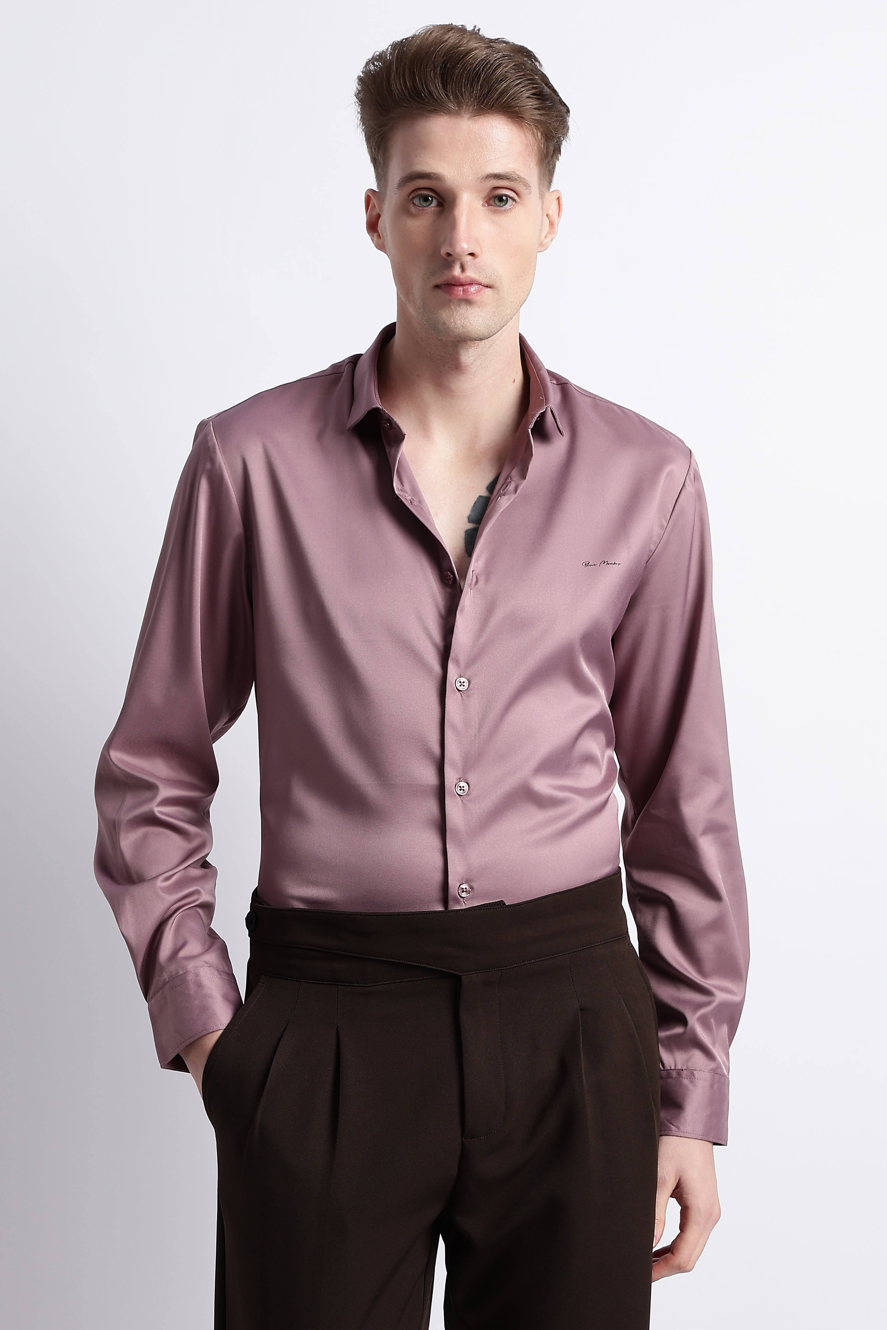 Men Smooth Satin Party Shirt