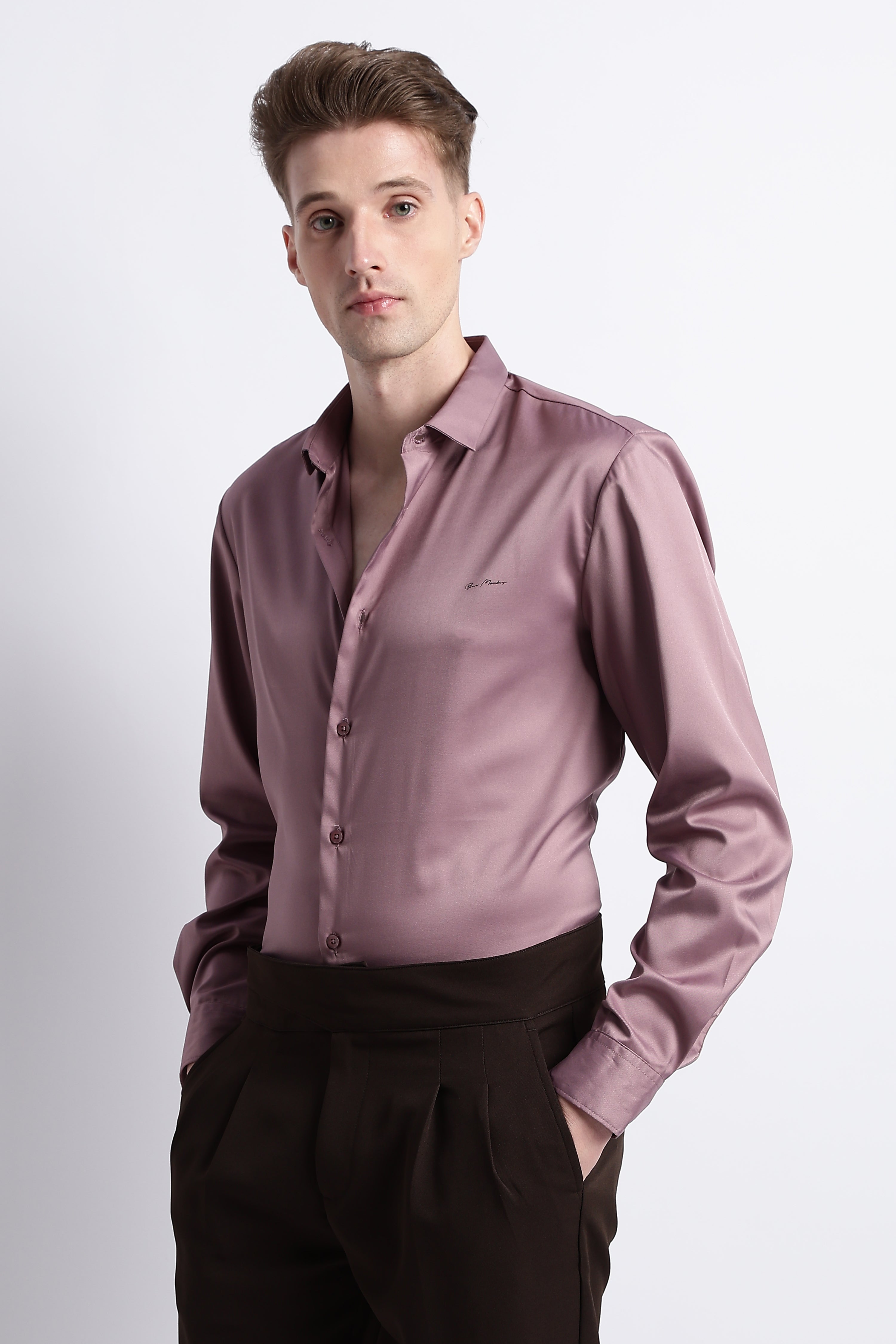 Men Smooth Satin Party Shirt