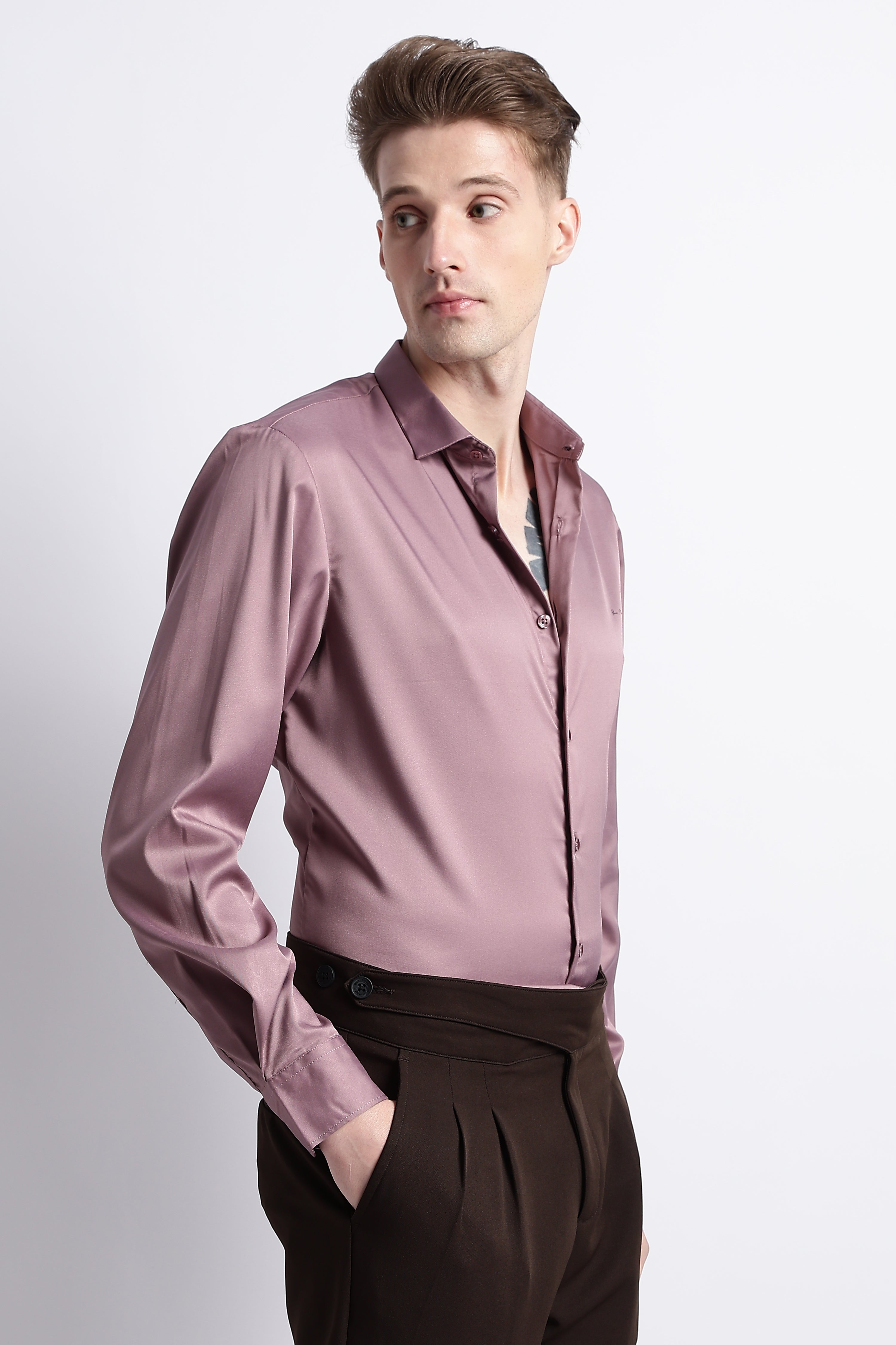 Men Smooth Satin Party Shirt