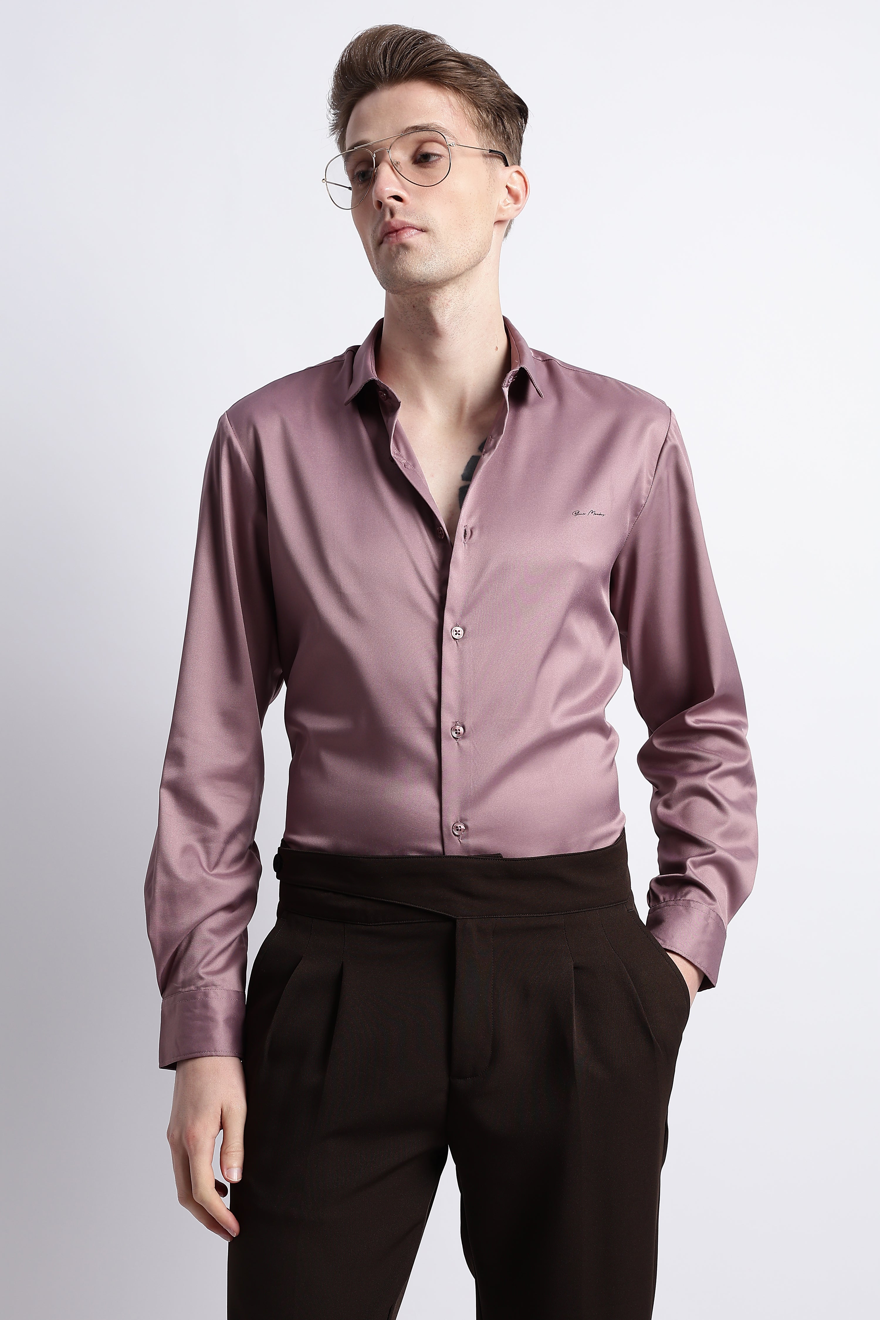 Men Smooth Satin Party Shirt