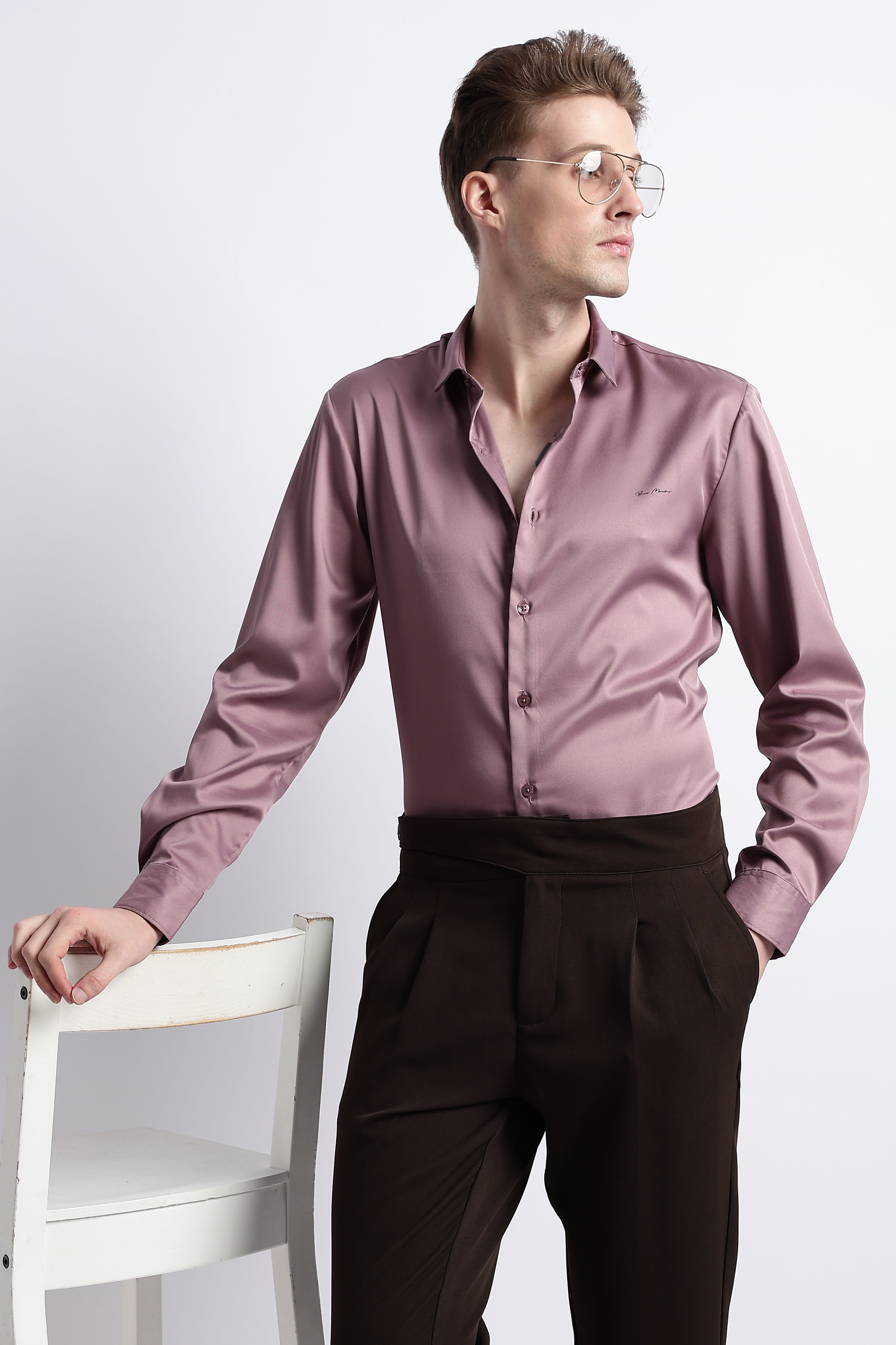 Men Smooth Satin Party Shirt