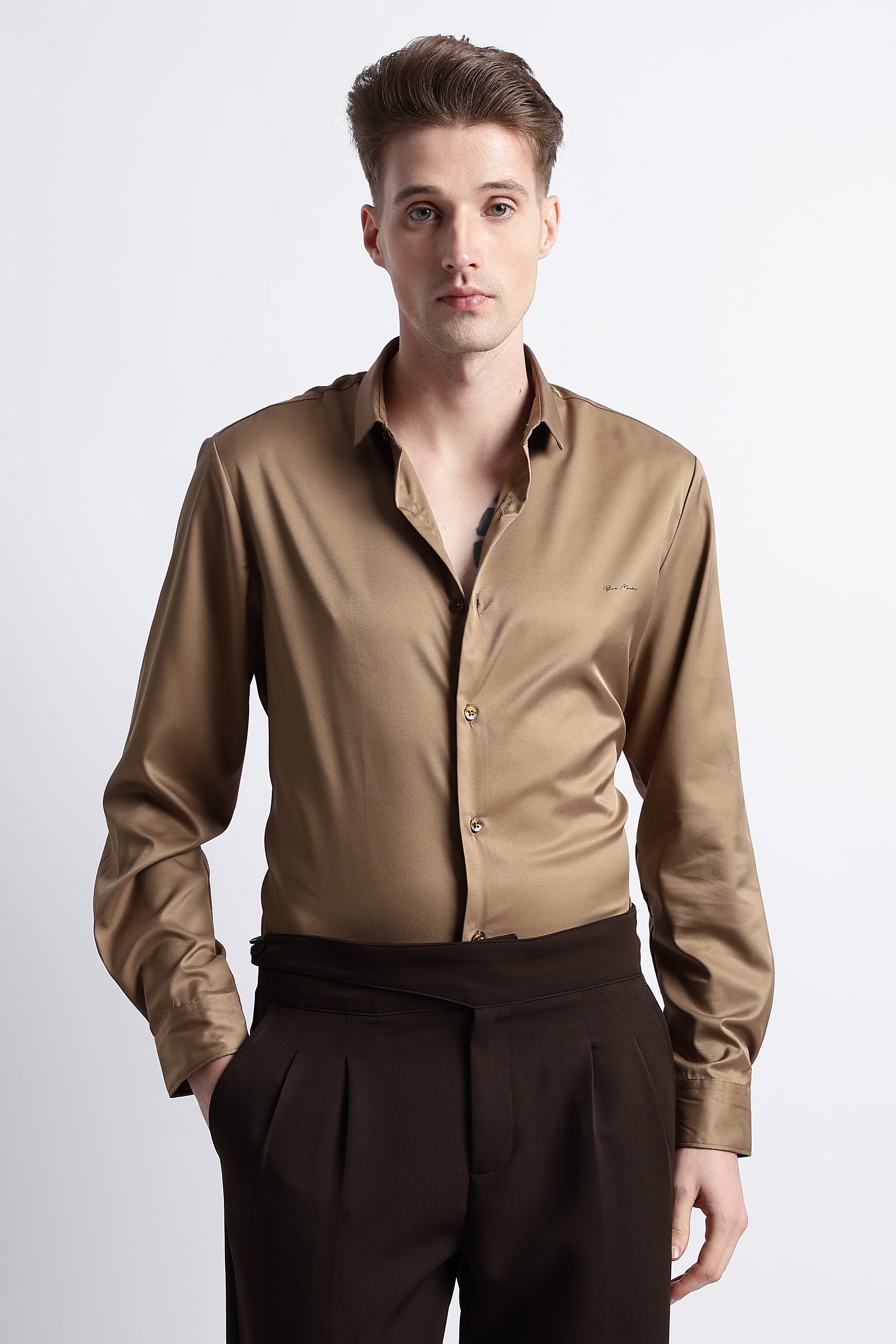 Men Smooth Satin Party Shirt