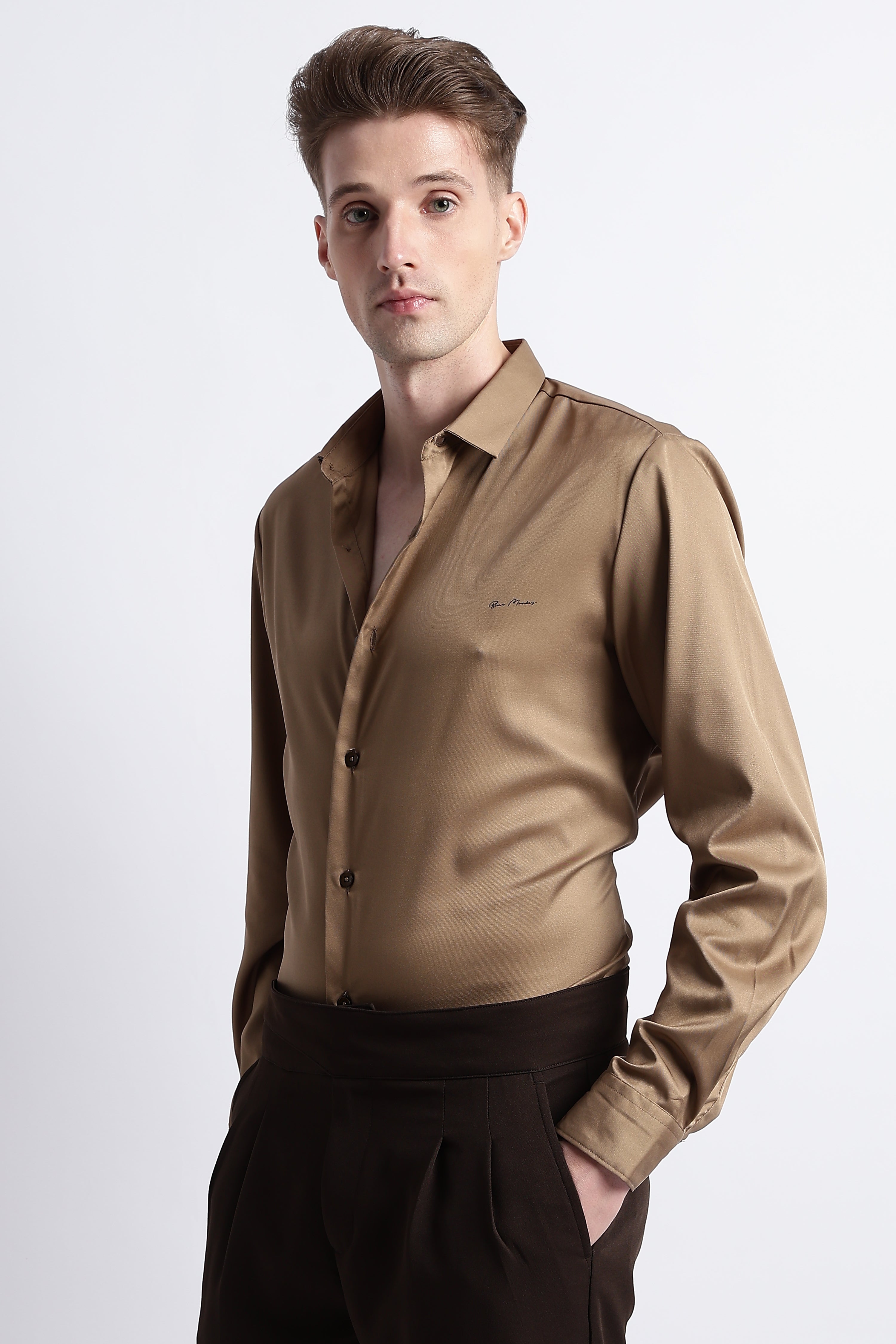 Men Smooth Satin Party Shirt
